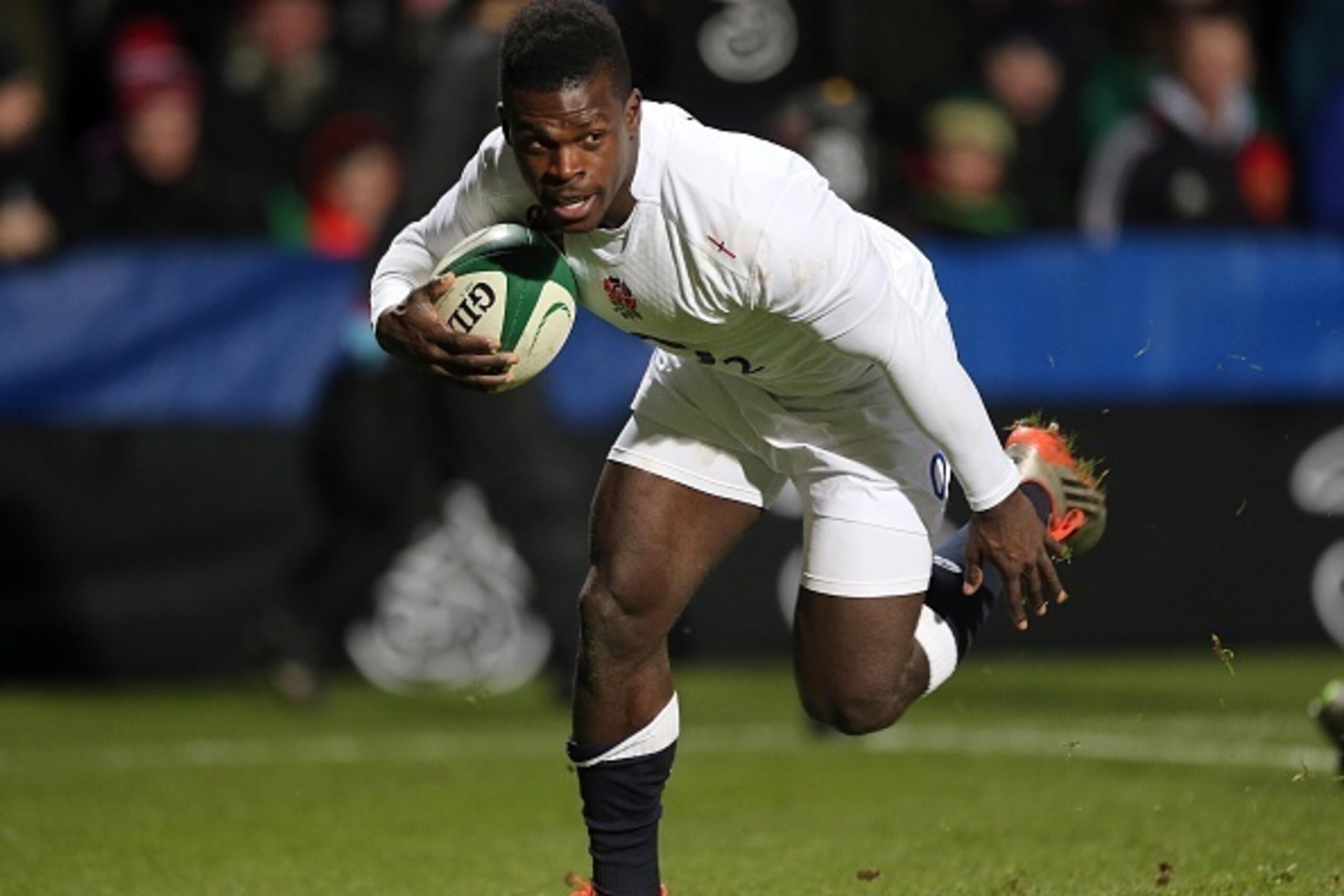 CORK, IRELAND - JANUARY 30:  England's Christian Wade scores the winning try during the International match between the Ireland Wolfhounds and England Saxons at Irish Independent Park on January 30, 2015 in Cork, Ireland.  (Photo by Getty Images)