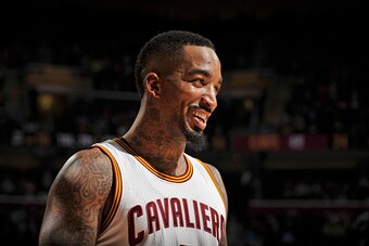 CLEVELAND, OH - FEBRUARY 5:  J.R. Smith #5 of the Cleveland Cavaliers during the game against the Los Angeles Clippers on February 5, 2015 at Quicken Loans Arena in Cleveland, Ohio. NOTE TO USER: User expressly acknowledges and agrees that, by downloading