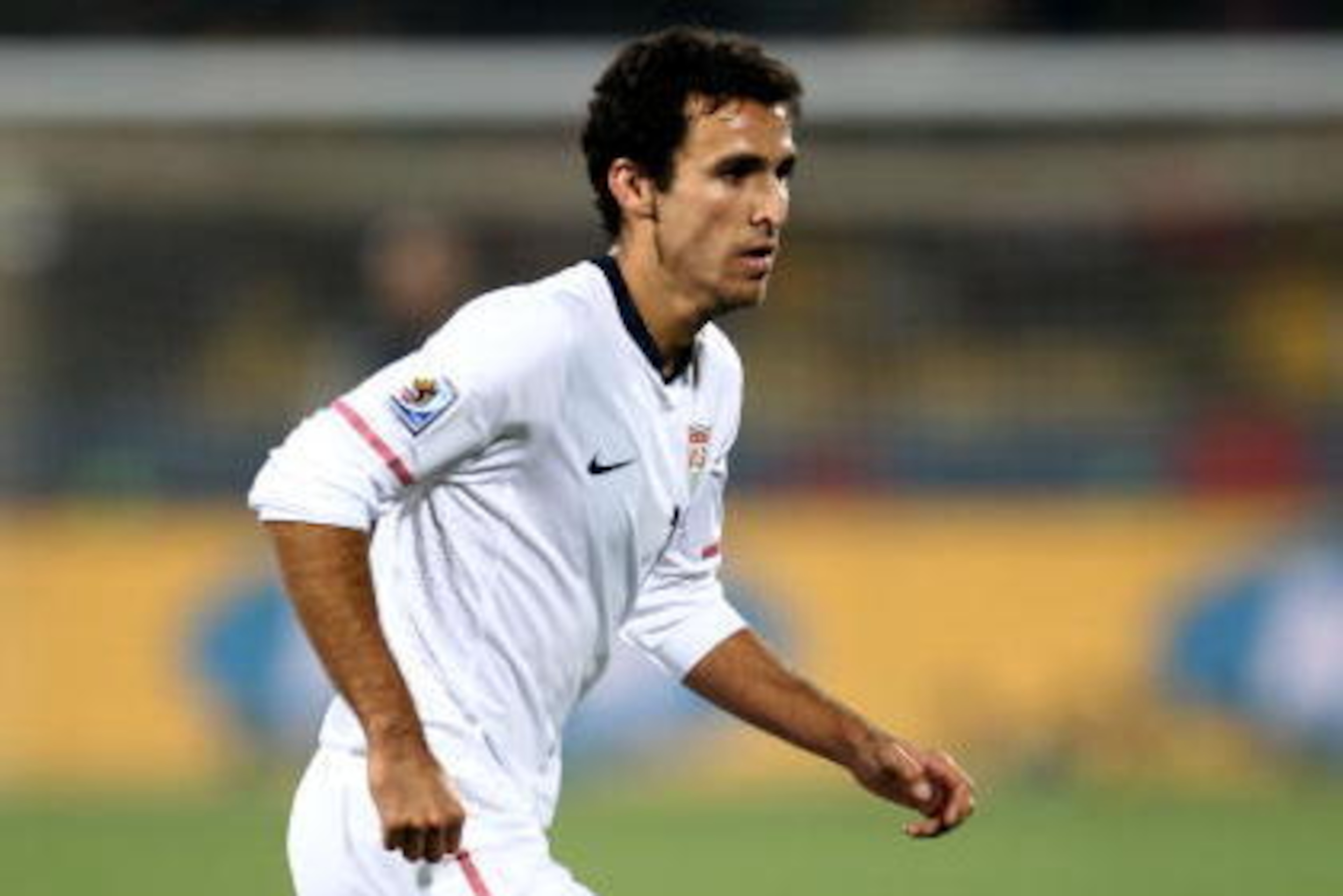 RUSTENBURG, SOUTH AFRICA - JUNE 26:  Jonathan Bornstein of the United States runs with the ball during the 2010 FIFA World Cup South Africa Round of Sixteen match between USA and Ghana at Royal Bafokeng Stadium on June 26, 2010 in Rustenburg, South Africa