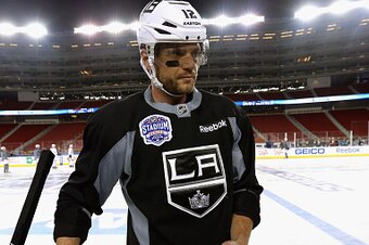 SANTA CLARA, CA - FEBRUARY 20:  Marian Gaborik #12 of the Los Angeles Kings attends practice for the 2015 Coors Light Stadium Series game between Los Angeles Kings and the San Jose Sharks at Levi's Stadium on February 20, 2015 in Santa Clara, California. 