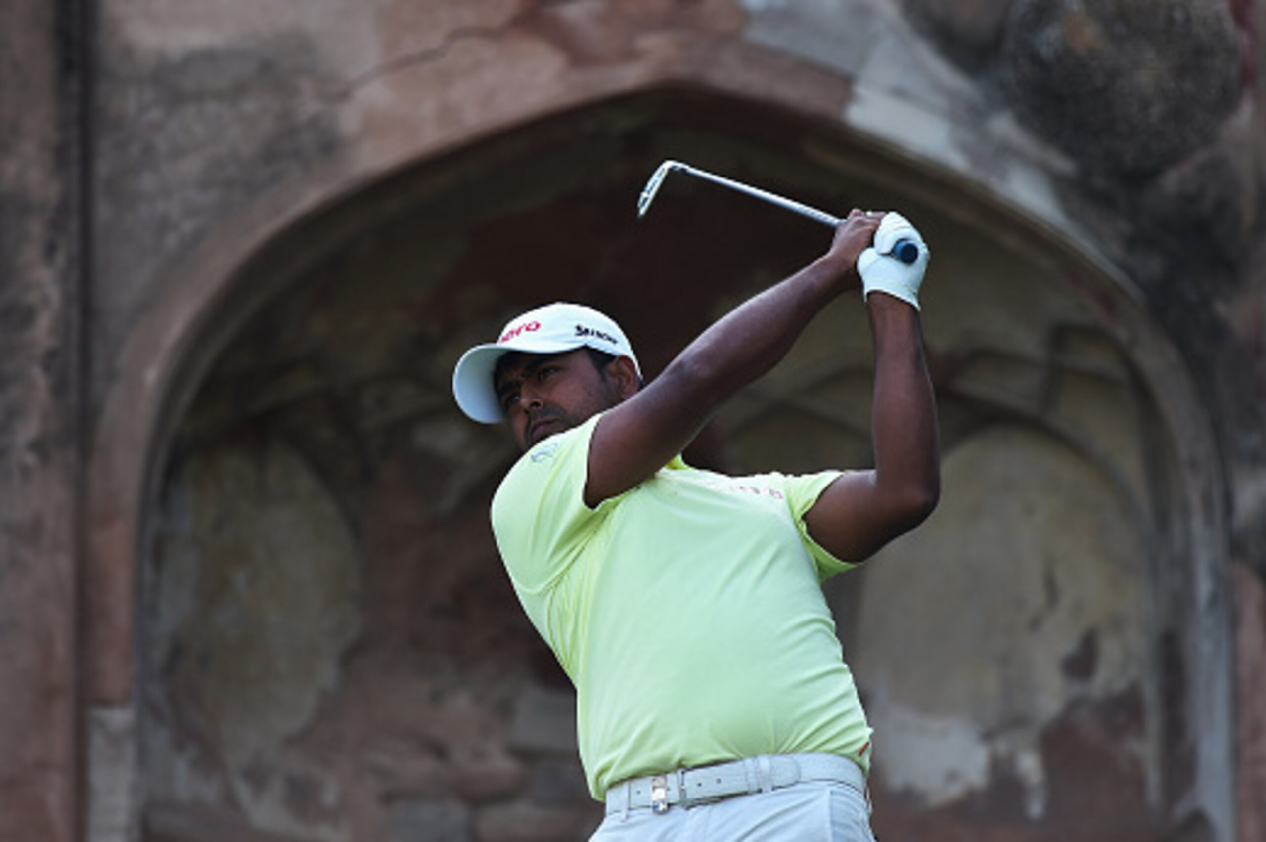NEW DELHI, INDIA - FEBRUARY 22:  Anirban Lahiri of India plays a shot during the final round of the Hero India Open Golf at Delhi Golf Club on February 22, 2015 in New Delhi, India.  (Photo by Stuart Franklin/Getty Images)