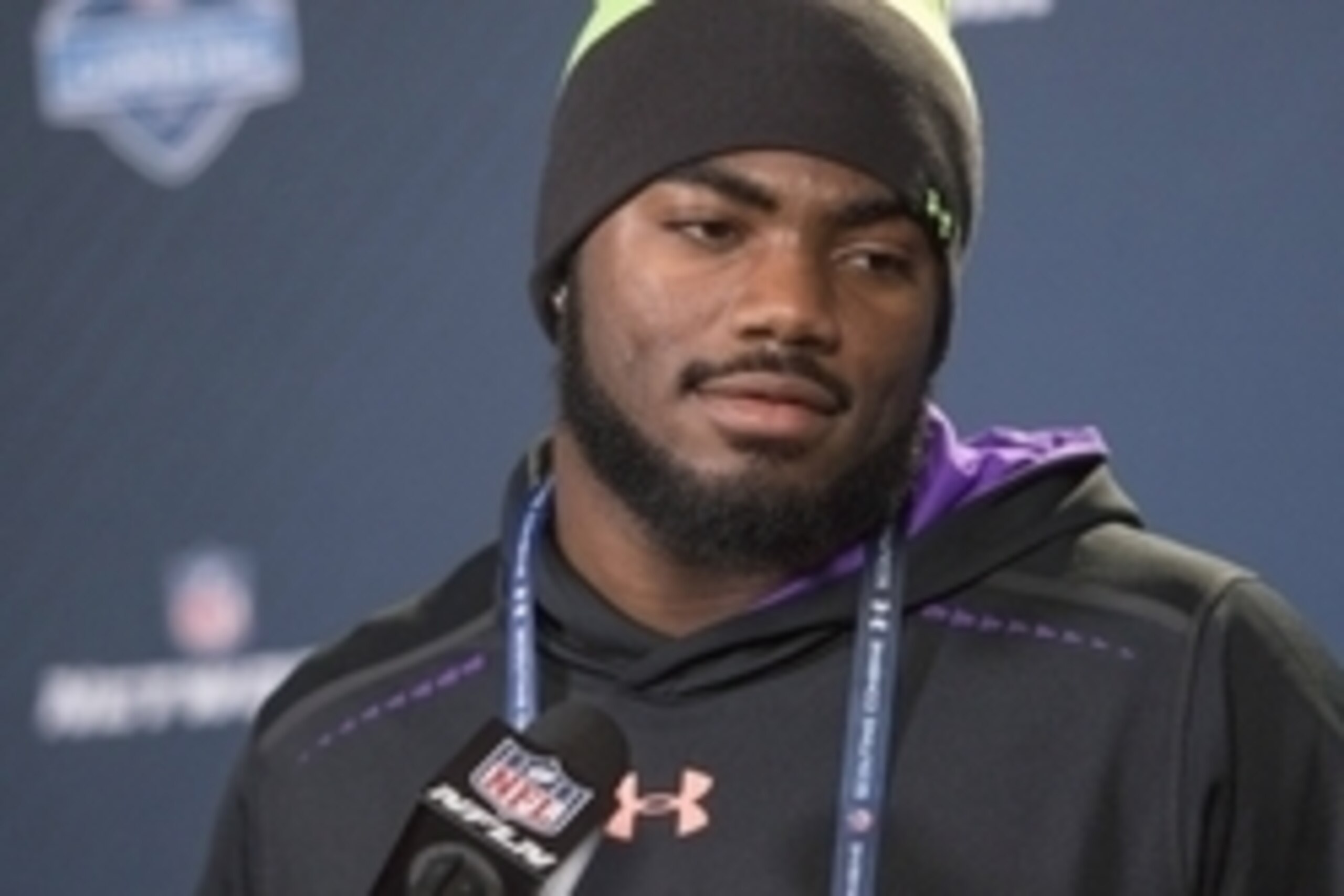 Feb 21, 2015; Indianapolis, IN, USA;  Alabama defensive back Landon Collins speaks to the media at the 2015 NFL Combine at Lucas Oil Stadium. Mandatory Credit: Trevor Ruszkowski-USA TODAY Sports
