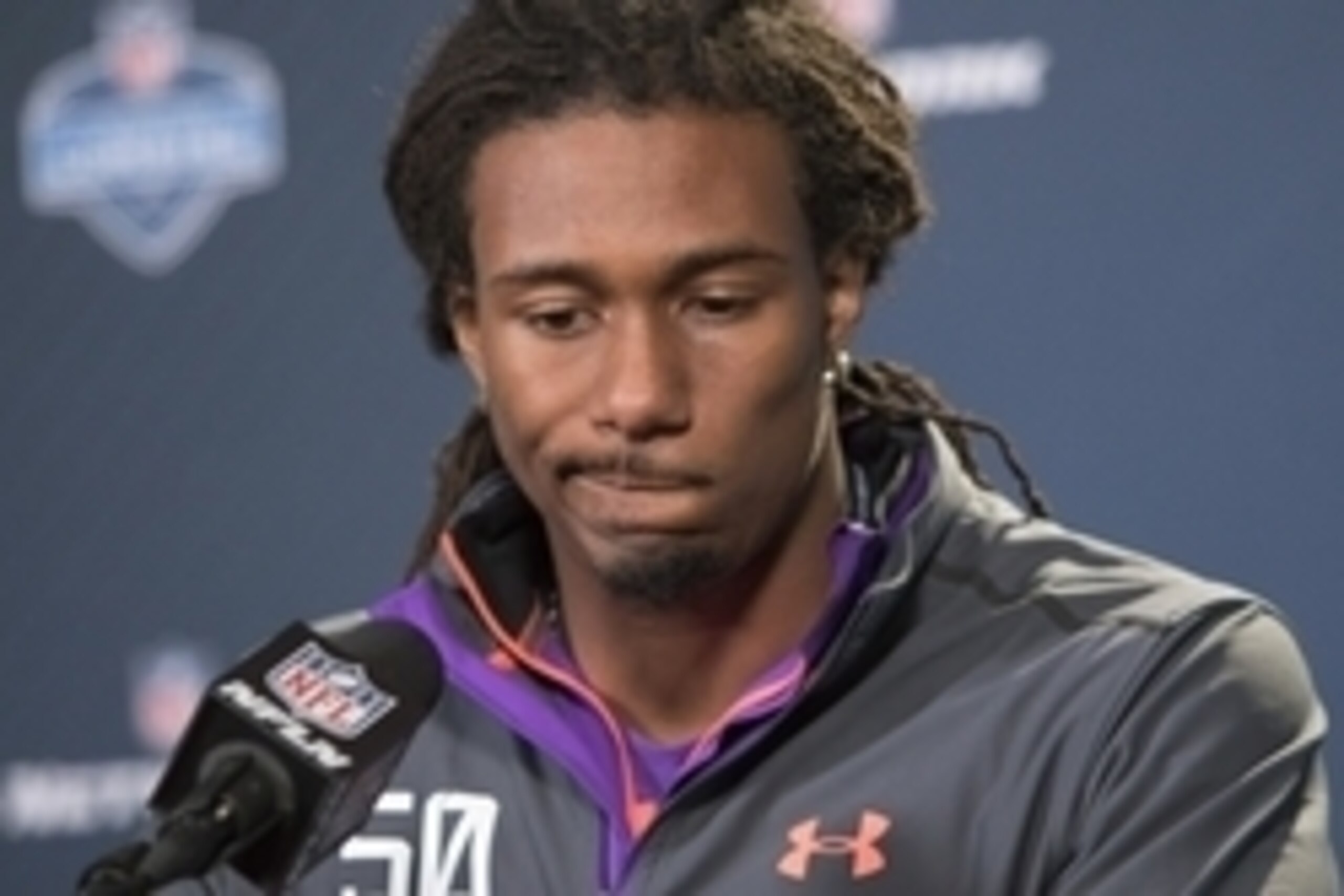 Feb 21, 2015; Indianapolis, IN, USA; Michigan State defensive back Trae Waynes to the media at the 2015 NFL Combine at Lucas Oil Stadium. Mandatory Credit: Trevor Ruszkowski-USA TODAY Sports Feb 21, 2015; Indianapolis, IN, USA; Michigan State defensive back Trae Waynes to the media at the 2015 NFL Combine at Lucas Oil Stadium. Mandatory Credit: Trevor Ruszkowski-USA TODAY Sports