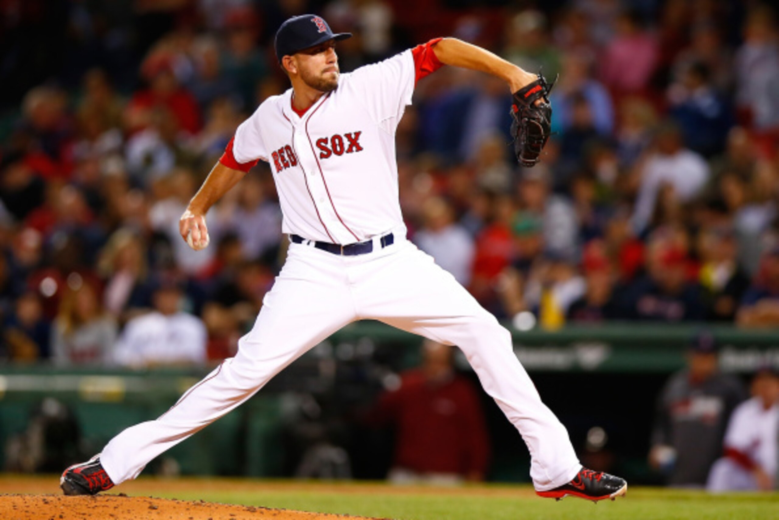 BOSTON, MA - SEPTEMBER 09: Matt Barnes #68 of the Boston Red Sox pitches against the Baltimore Orioles during the game at Fenway Park on September 9, 2014 in Boston, Massachusetts.  (Photo by Jared Wickerham/Getty Images)