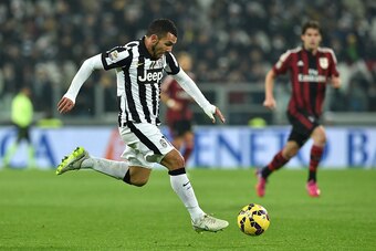 TURIN, ITALY - FEBRUARY 07:  Carlos Tevez of Juventus FC in action during the Serie A match between Juventus FC and AC Milan at Juventus Arena on February 7, 2015 in Turin, Italy.  (Photo by Valerio Pennicino/Getty Images)