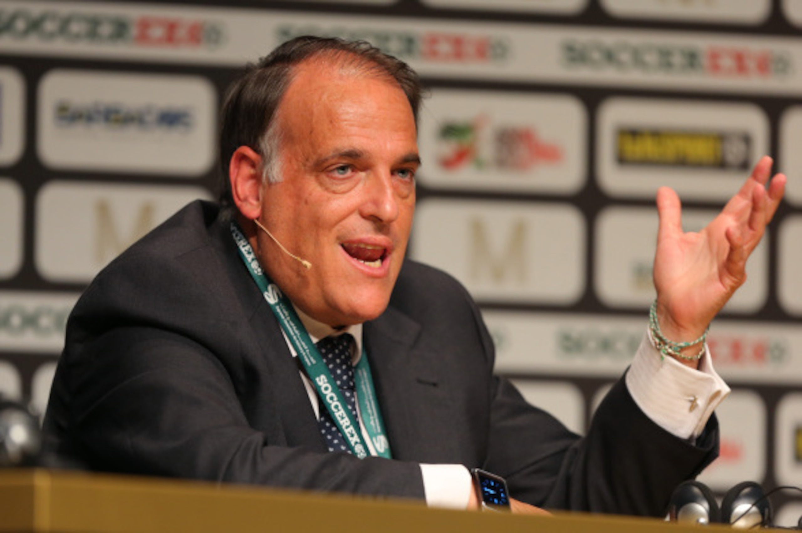 MANCHESTER, ENGLAND - SEPTEMBER 10: Javier Tebas, President of Liga de Futbol Profesional during the Soccerex European Forum Conference Programme on September 10, 2014 in Manchester, England. (Photo by Dave Thompson/Getty Images) MANCHESTER, ENGLAND - SEPTEMBER 10: Javier Tebas, President of Liga de Futbol Profesional during the Soccerex European Forum Conference Programme on September 10, 2014 in Manchester, England. (Photo by Dave Thompson/Getty Images)