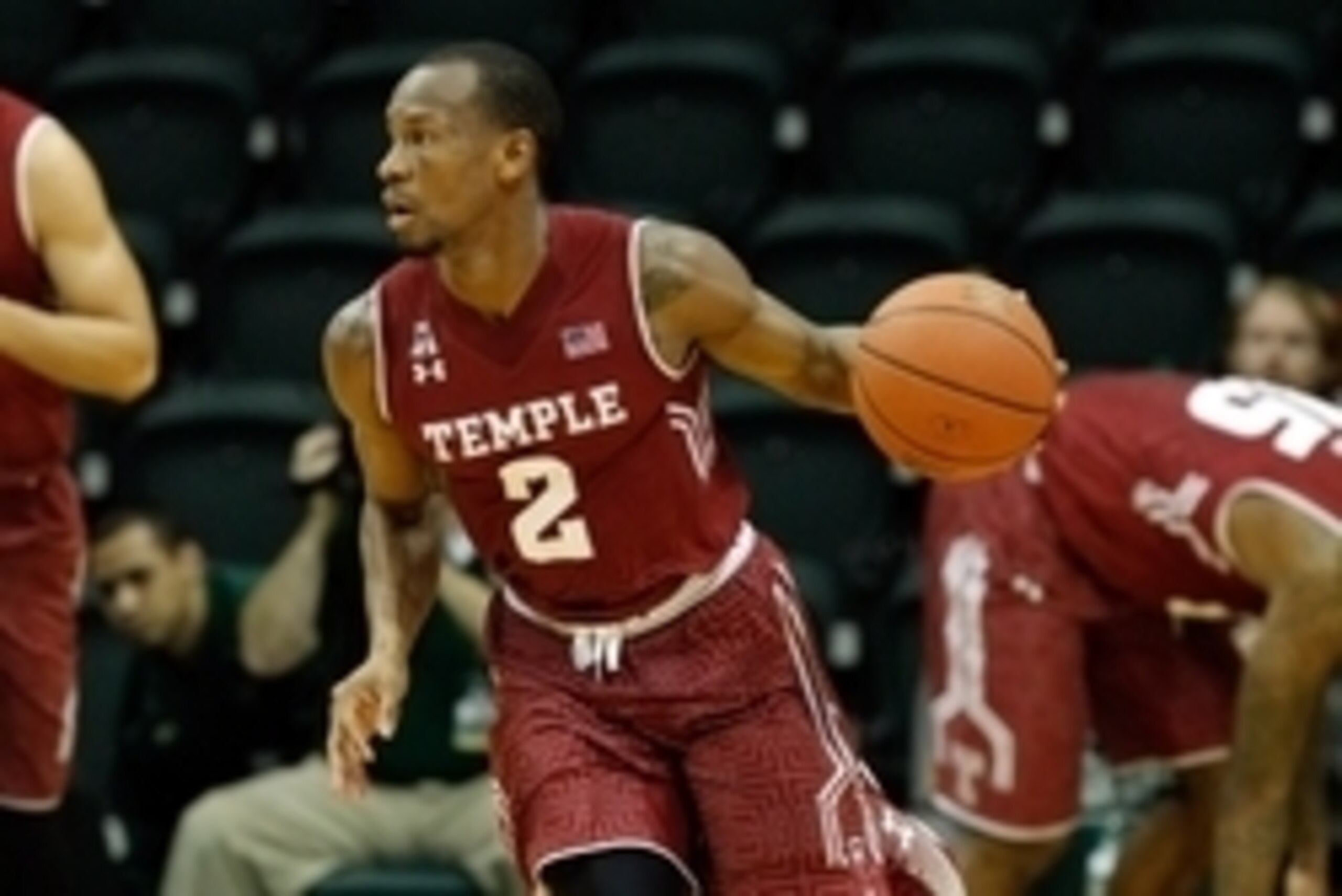 Feb 4, 2015; Tampa, FL, USA; Temple Owls guard Will Cummings (2) dribbles the ball against the South Florida Bulls during the second half at USF Sun Dome. Temple Owls defeated the South Florida Bulls 61-48. Mandatory Credit: Kim Klement-USA TODAY Sports