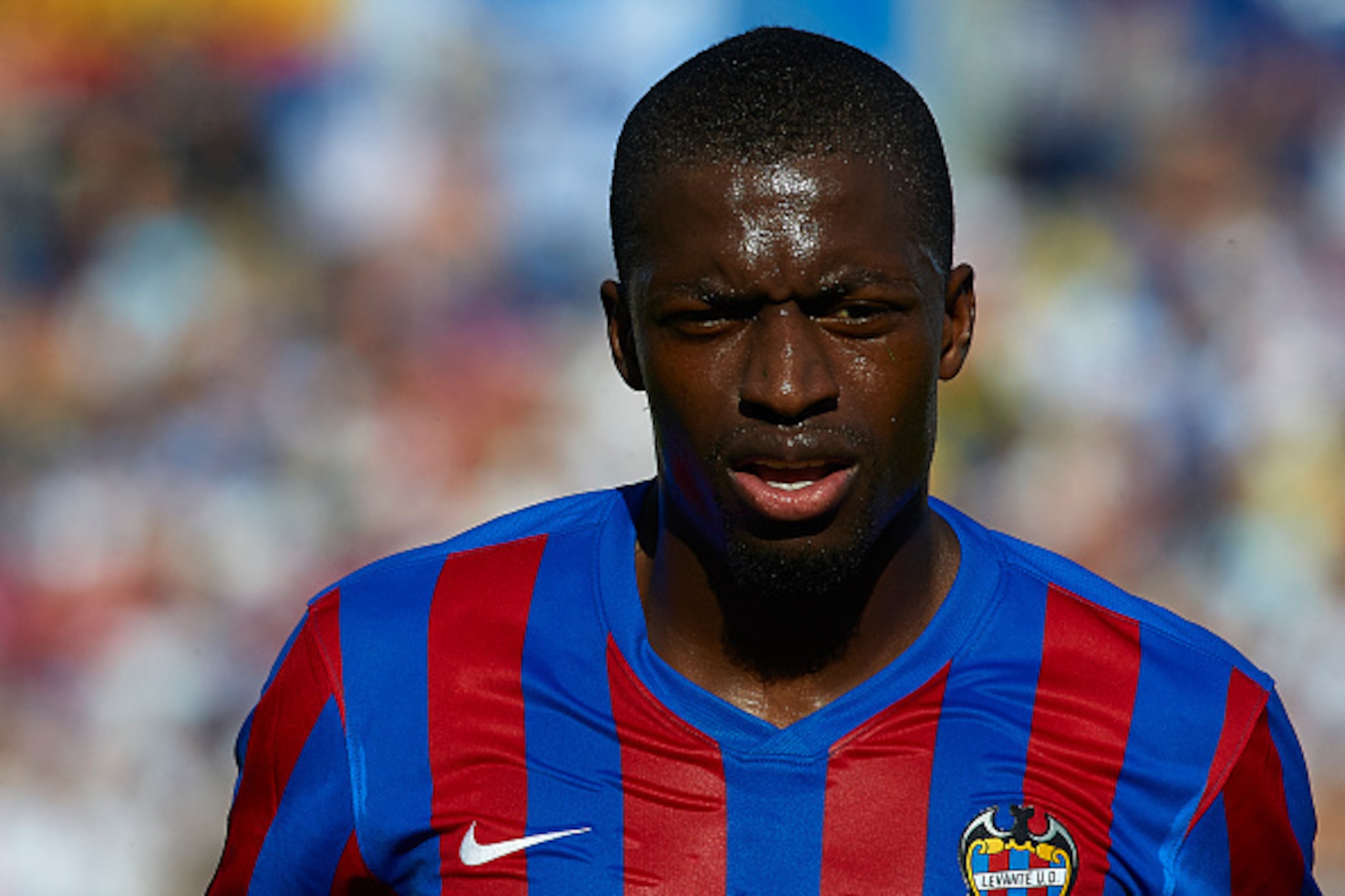 VALENCIA, SPAIN - OCTOBER 18:  Papakouly Diop of Levante looks on during the La Liga match between Levante UD and Real Madrid at Ciutat de Valencia on October 18, 2014 in Valencia, Spain.  (Photo by Manuel Queimadelos Alonso/Getty Images)