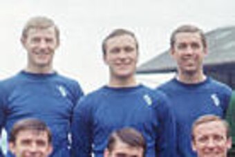 Ron Harris (centre) in his time as a Chelsea player