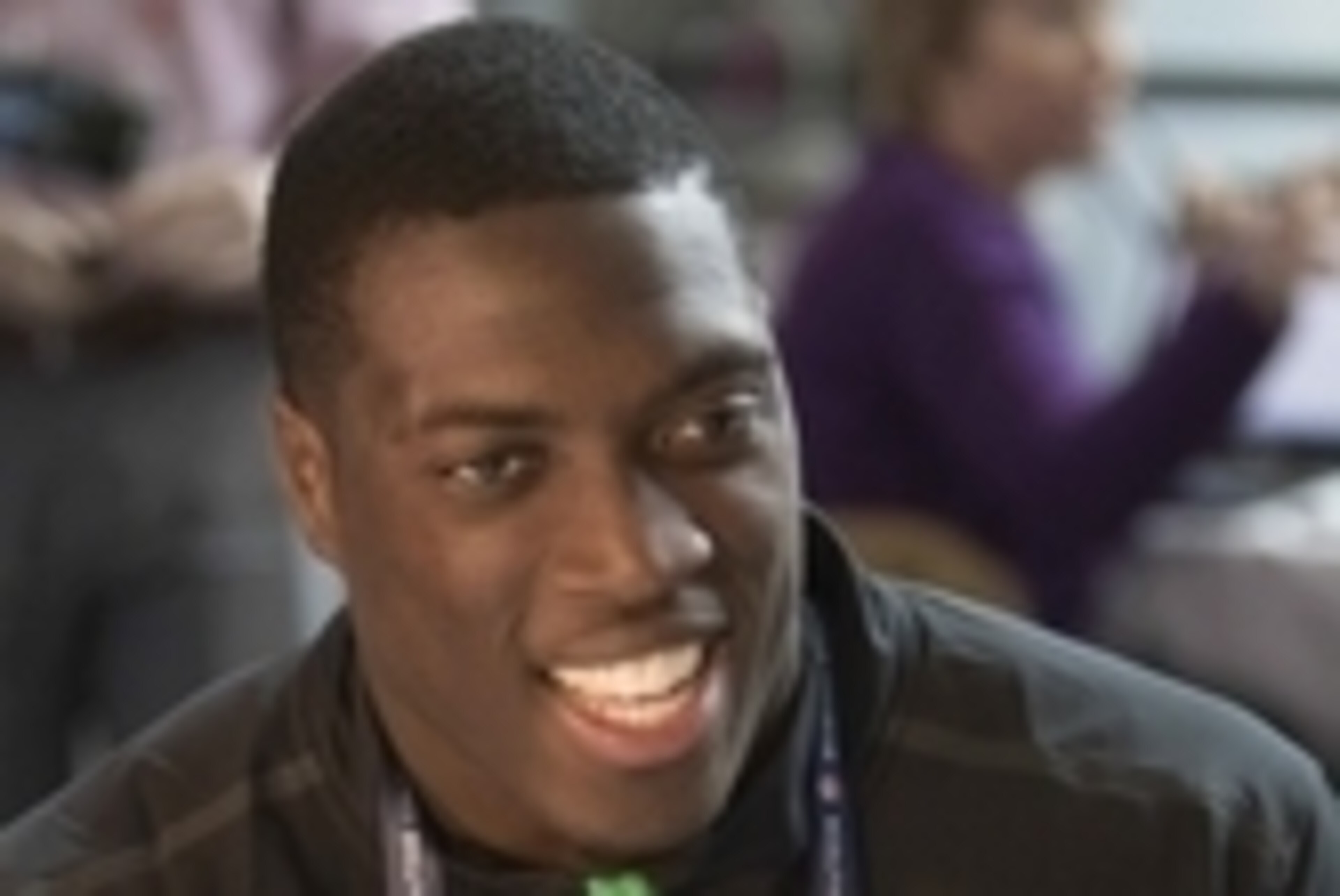Feb 20, 2015; Indianapolis, IN, USA; Houston defensive lineman Joey Mbu speaks to the media at the 2015 NFL Combine at Lucas Oil Stadium. Mandatory Credit: Trevor Ruszkowski-USA TODAY Sports