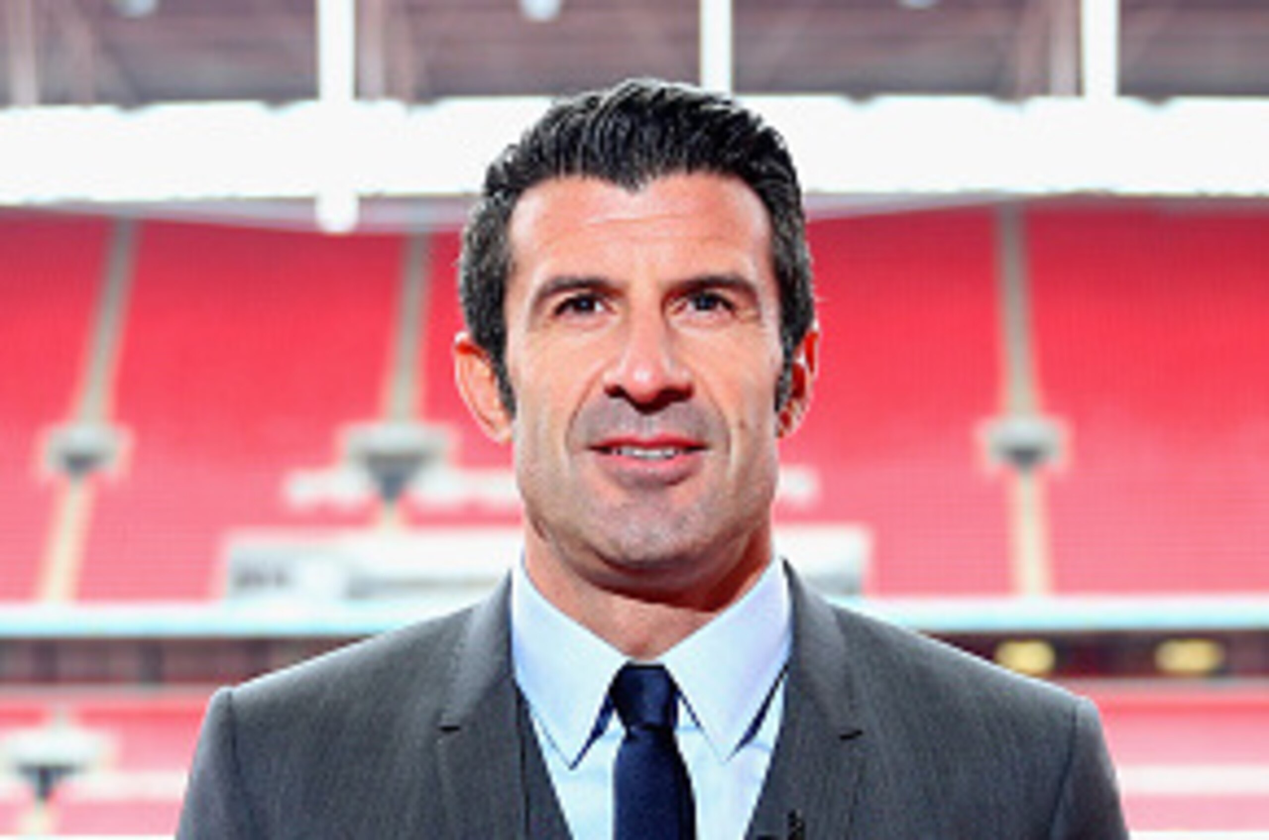 LONDON, ENGLAND - FEBRUARY 19:  Luis Figo poses after talking to the media as he launches his FIFA Presidential Campaign Manifesto at Wembley Stadium on February 19, 2015 in London, England.  (Photo by Paul Gilham/Getty Images)