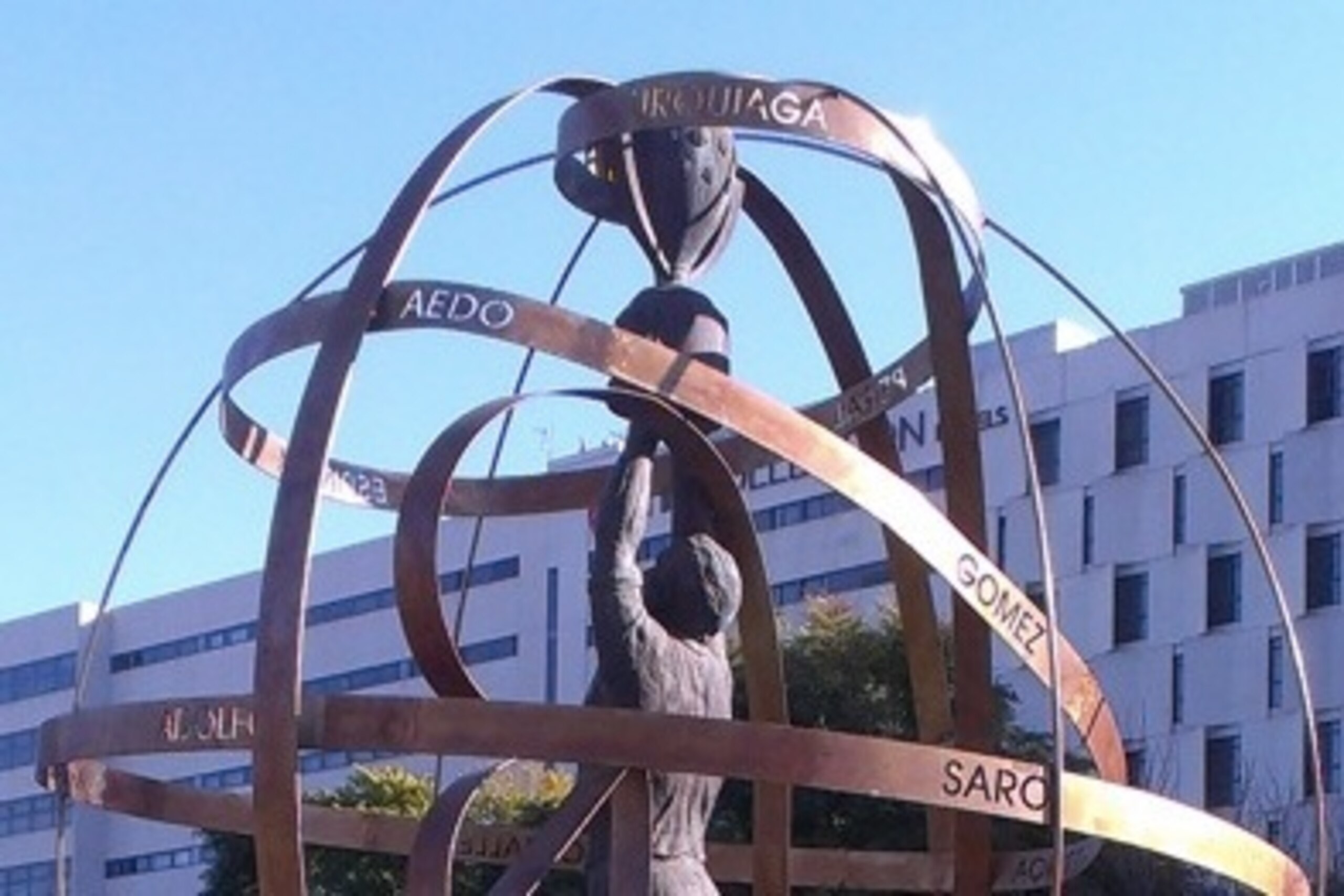 The statue outside Real Betis' ground commemorating their only La Liga win.