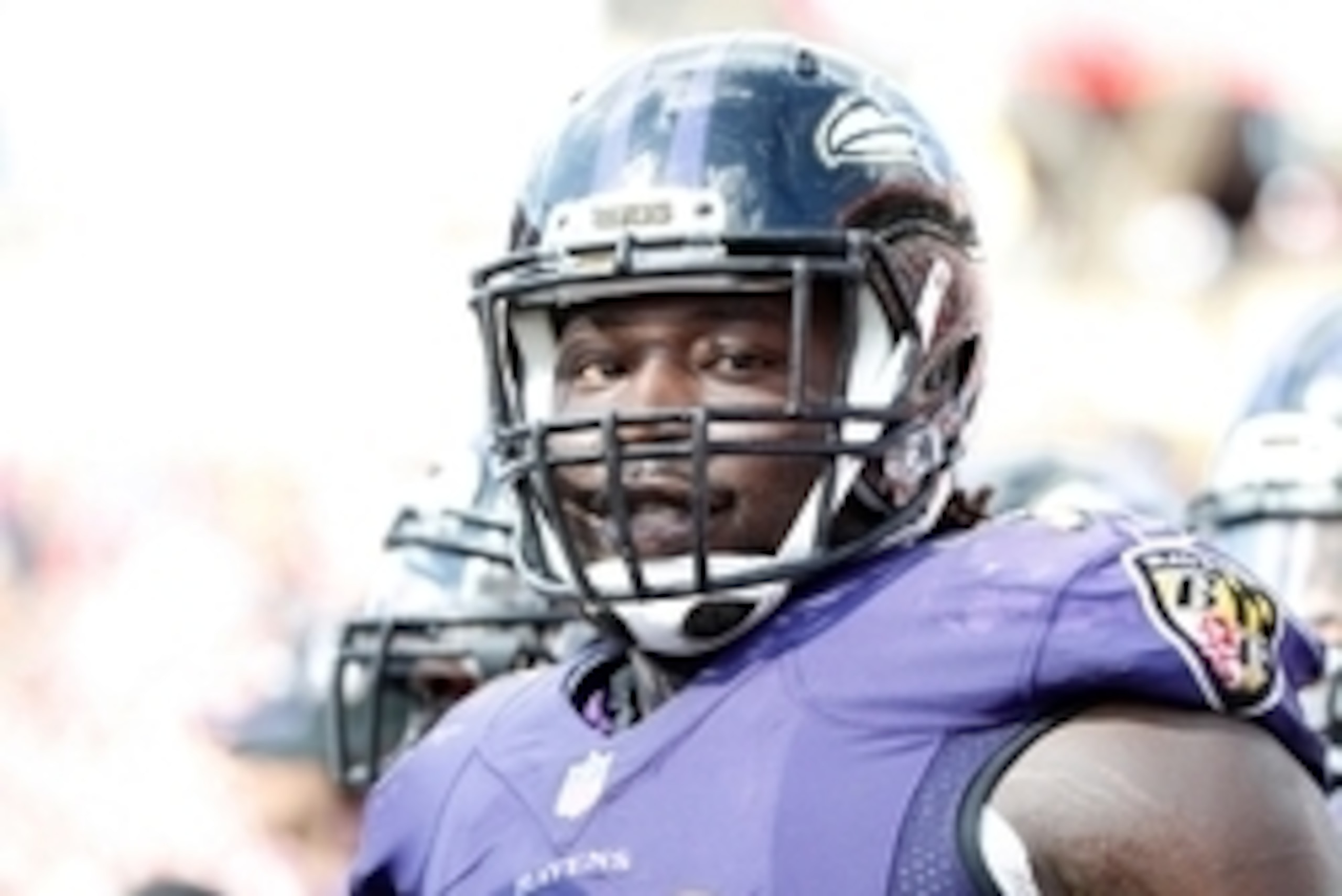 Oct 12, 2014; Tampa, FL, USA; Baltimore Ravens linebacker Pernell McPhee (90) against the Tampa Bay Buccaneers during the second half at Raymond James Stadium. Baltimore Ravens defeated the Tampa Bay Buccaneers 48-17. Mandatory Credit: Kim Klement-USA TOD