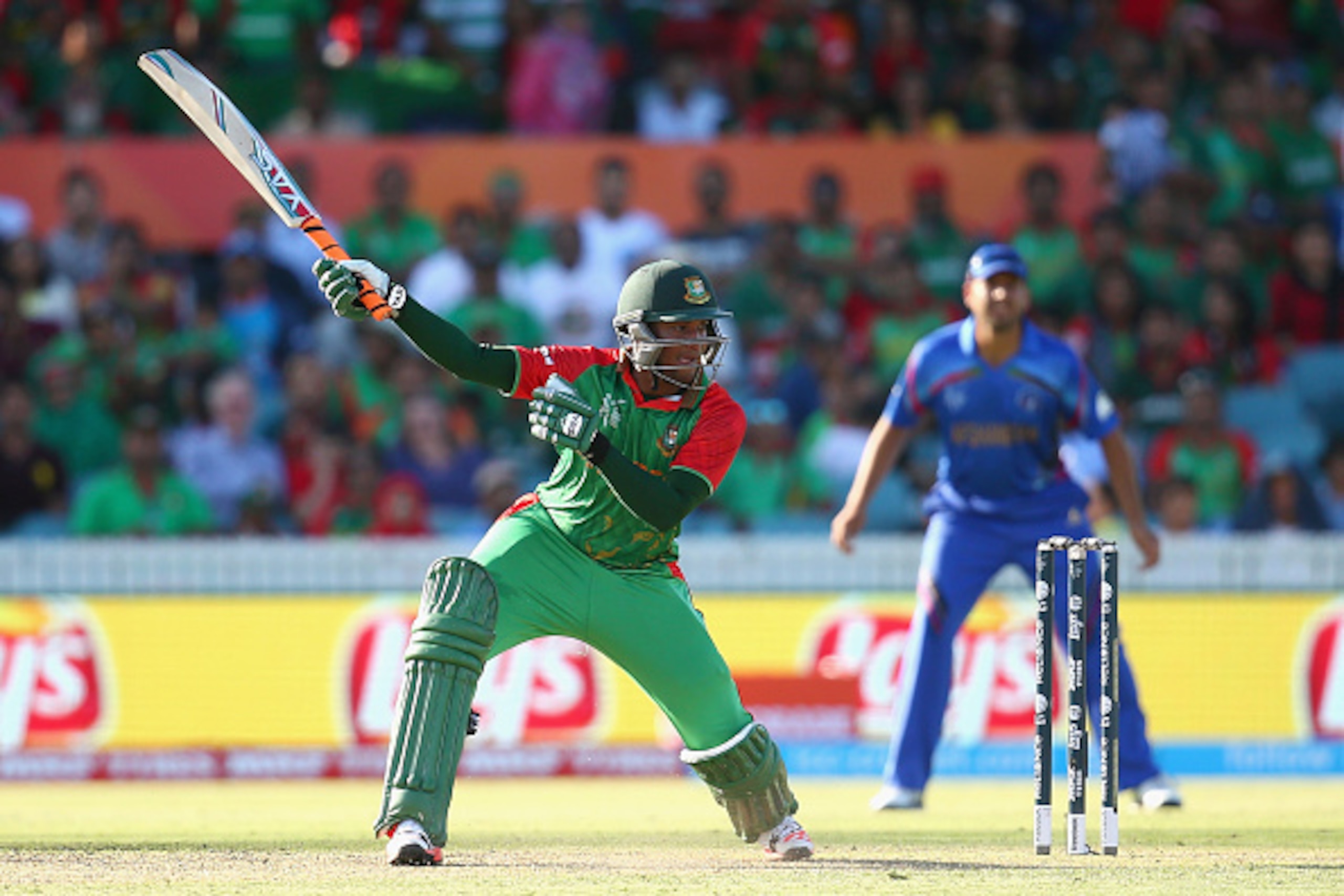 CANBERRA, AUSTRALIA - FEBRUARY 18: Shakib Al Hasan of Bangladesh bats during the 2015 ICC Cricket World Cup match between Bangladesh and Afghanistan at Manuka Oval on February 18, 2015 in Canberra, Australia. (Photo by Cameron Spencer/Getty Images) CANBERRA, AUSTRALIA - FEBRUARY 18: Shakib Al Hasan of Bangladesh bats during the 2015 ICC Cricket World Cup match between Bangladesh and Afghanistan at Manuka Oval on February 18, 2015 in Canberra, Australia. (Photo by Cameron Spencer/Getty Images)