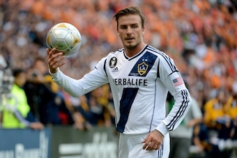 CARSON, CA - DECEMBER 01:  David Beckham #23 of Los Angeles Galaxy looks on while taking on the Houston Dynamo in the 2012 MLS Cup at The Home Depot Center on December 1, 2012 in Carson, California.  (Photo by Harry How/Getty Images)