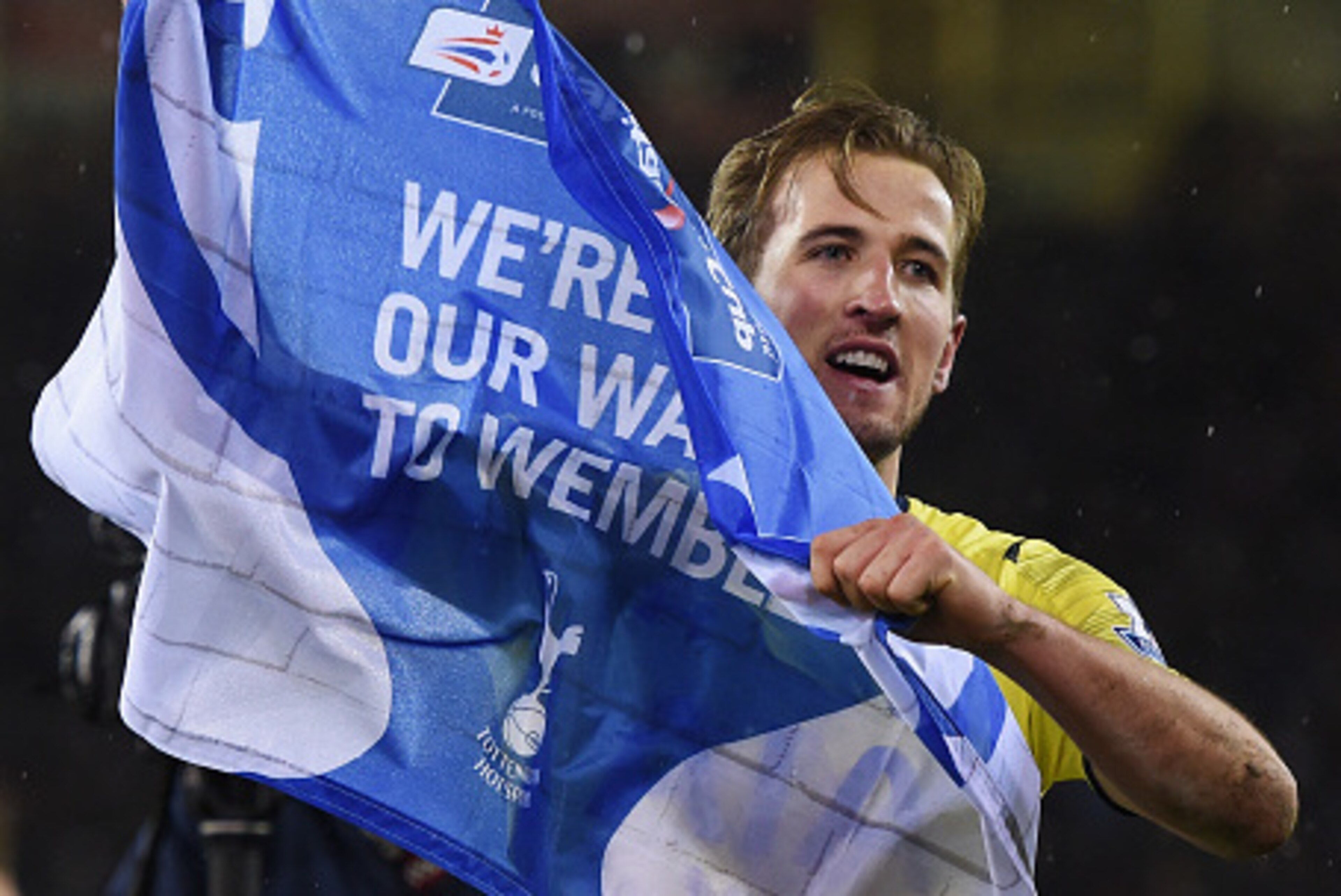 SHEFFIELD, ENGLAND - JANUARY 28: Harry Kane of Tottenham Hotspur celebrates after the Capital One Cup Semi-Final Second Leg match between Sheffield United and Tottenham Hotspur at Bramall Lane on January 28, 2015 in Sheffield, England.  (Photo by Michael 