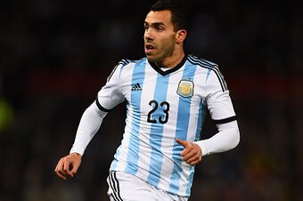 MANCHESTER, ENGLAND - NOVEMBER 18:  Carlos Tevez of Argentina in action during the International Friendly match between Argentina and Portugal at Old Trafford on November 18, 2014 in Manchester, England.  (Photo by Laurence Griffiths/Getty Images)