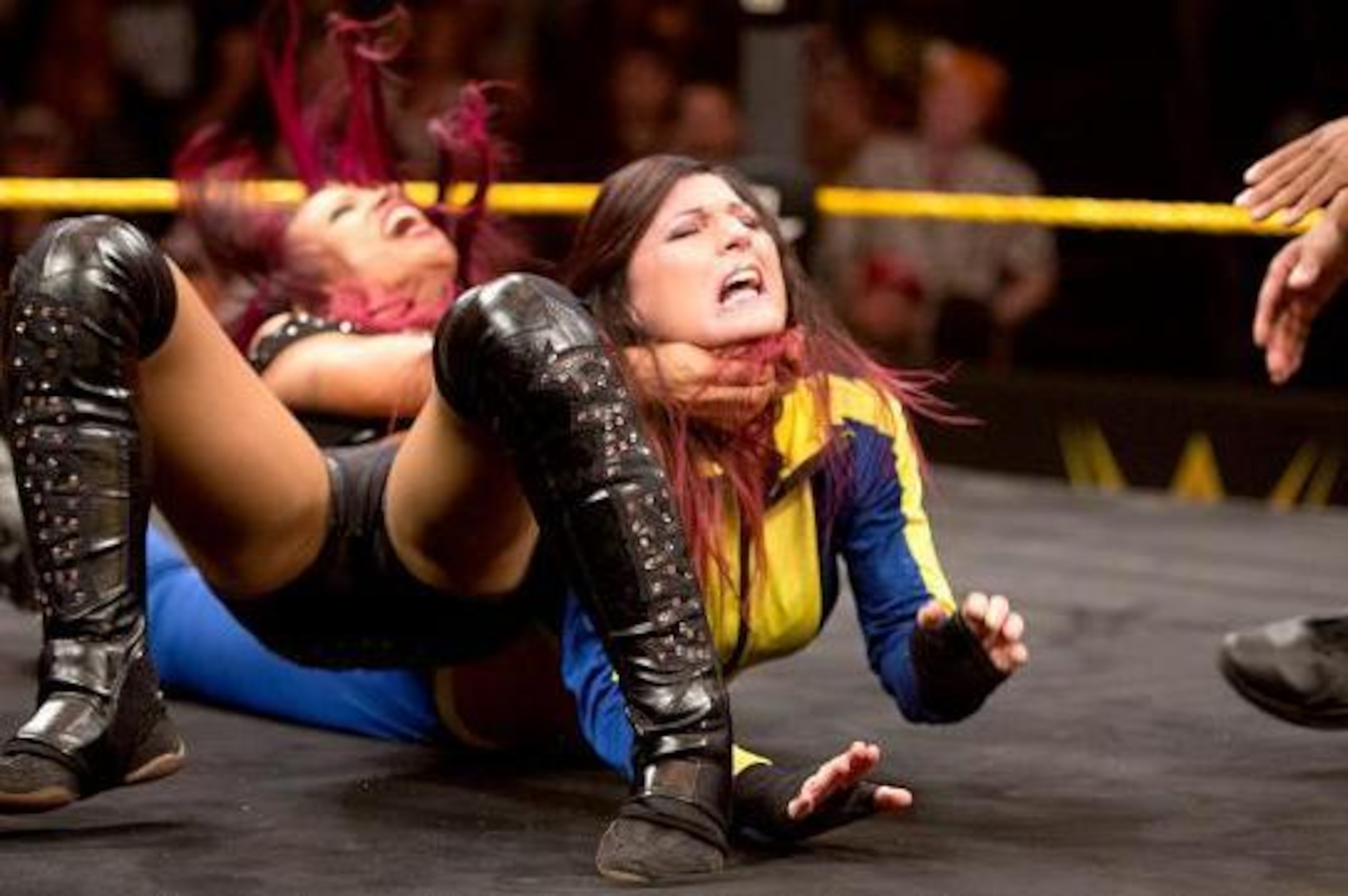 Sasha Banks puts the hurt on Blue Pants.
