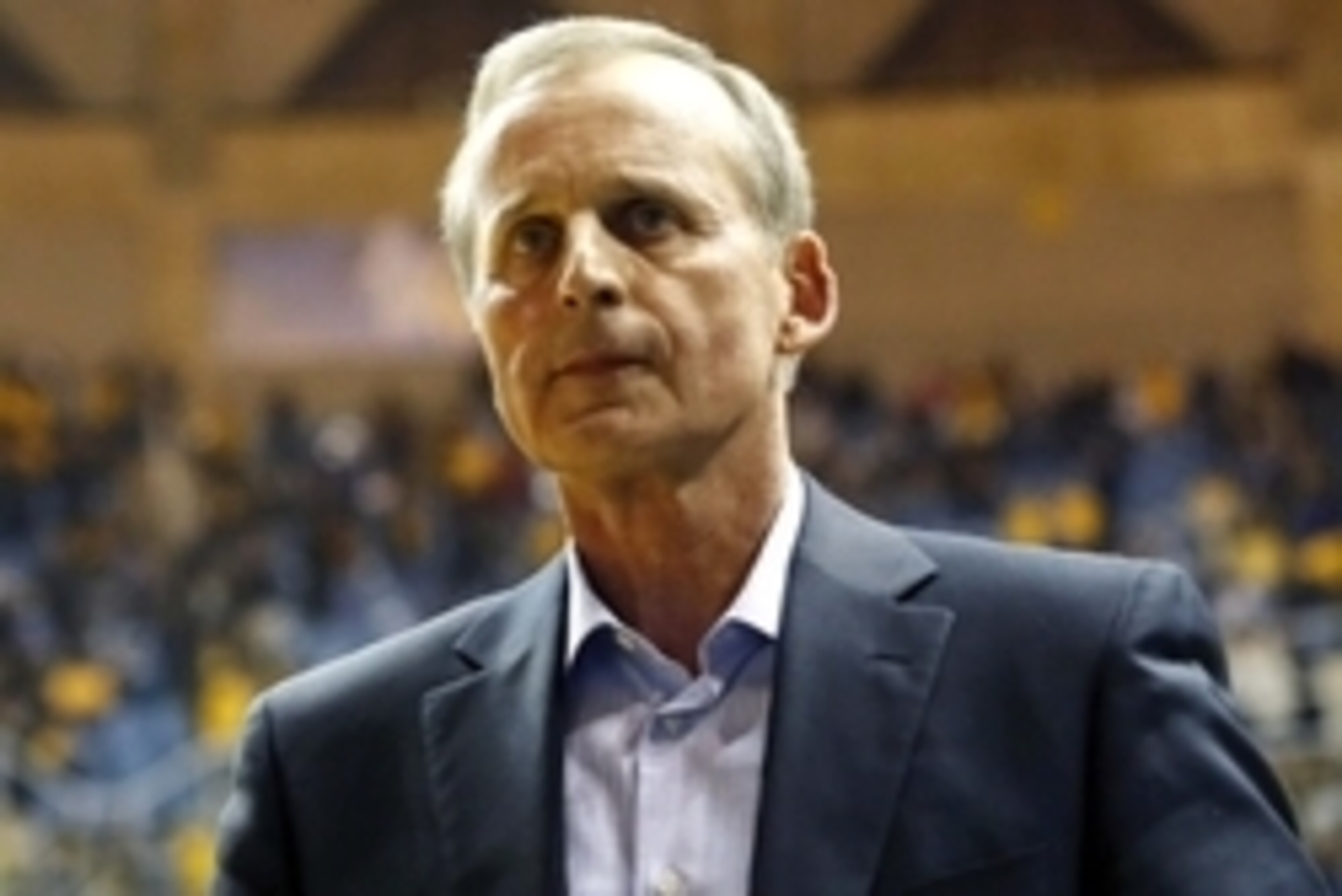 Feb 24, 2015; Morgantown, WV, USA; Texas Longhorns head coach Rick Barnes looks on against the West Virginia Mountaineers during the second half at WVU Coliseum. The Mountaineers won 71-64. Mandatory Credit: Aaron Doster-USA TODAY Sports