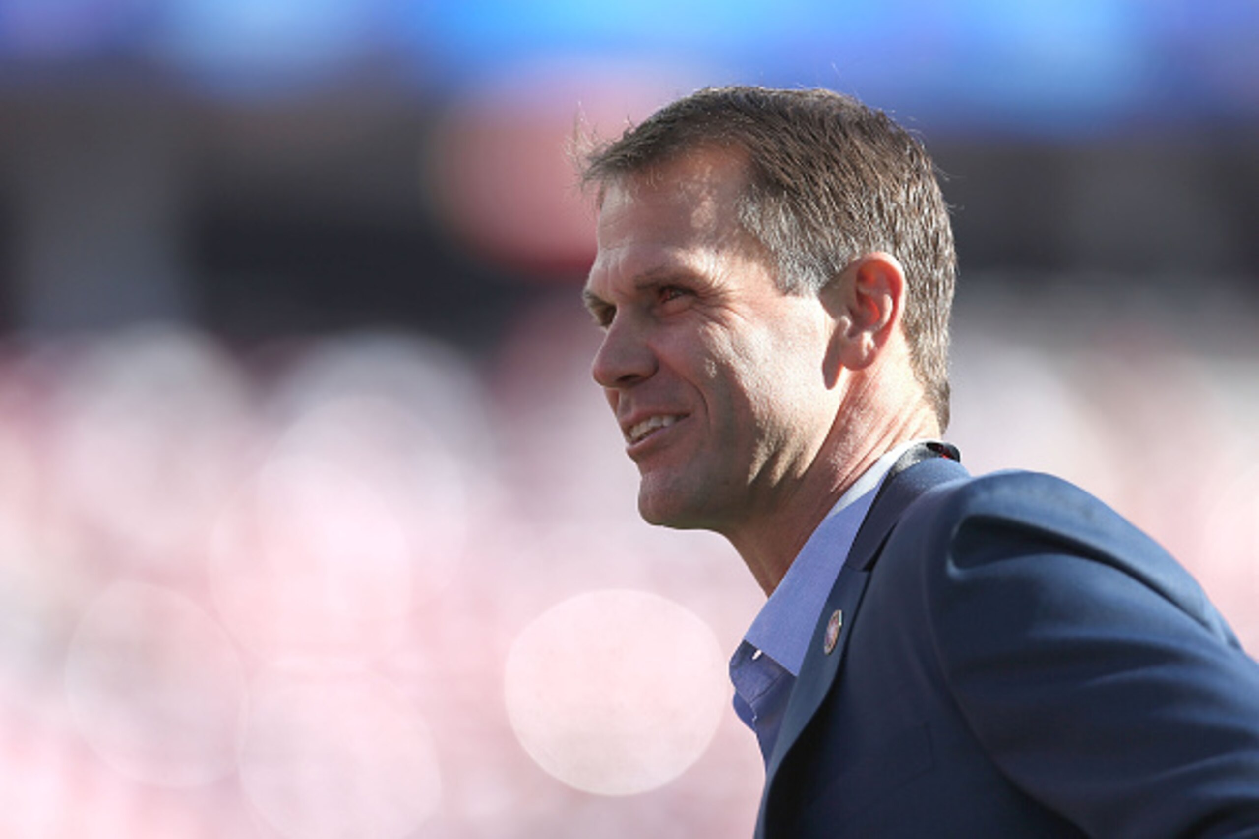 SANTA CLARA, CA - DECEMBER 28: San Francisco 49ers General Manager Trent Baalke watches warmups against the Arizona Cardinals at Levi's Stadium on December 28, 2014 in Santa Clara, California.  (Photo by Don Feria/Getty Images)