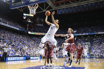 LEXINGTON, KY - FEBRUARY 14:  Trey Lyles #41 of the Kentucky Wildcats shoots the ball during the game against the South Carolina Gamecocks at Rupp Arena on February 14, 2015 in Lexington, Kentucky.  (Photo by Andy Lyons/Getty Images)