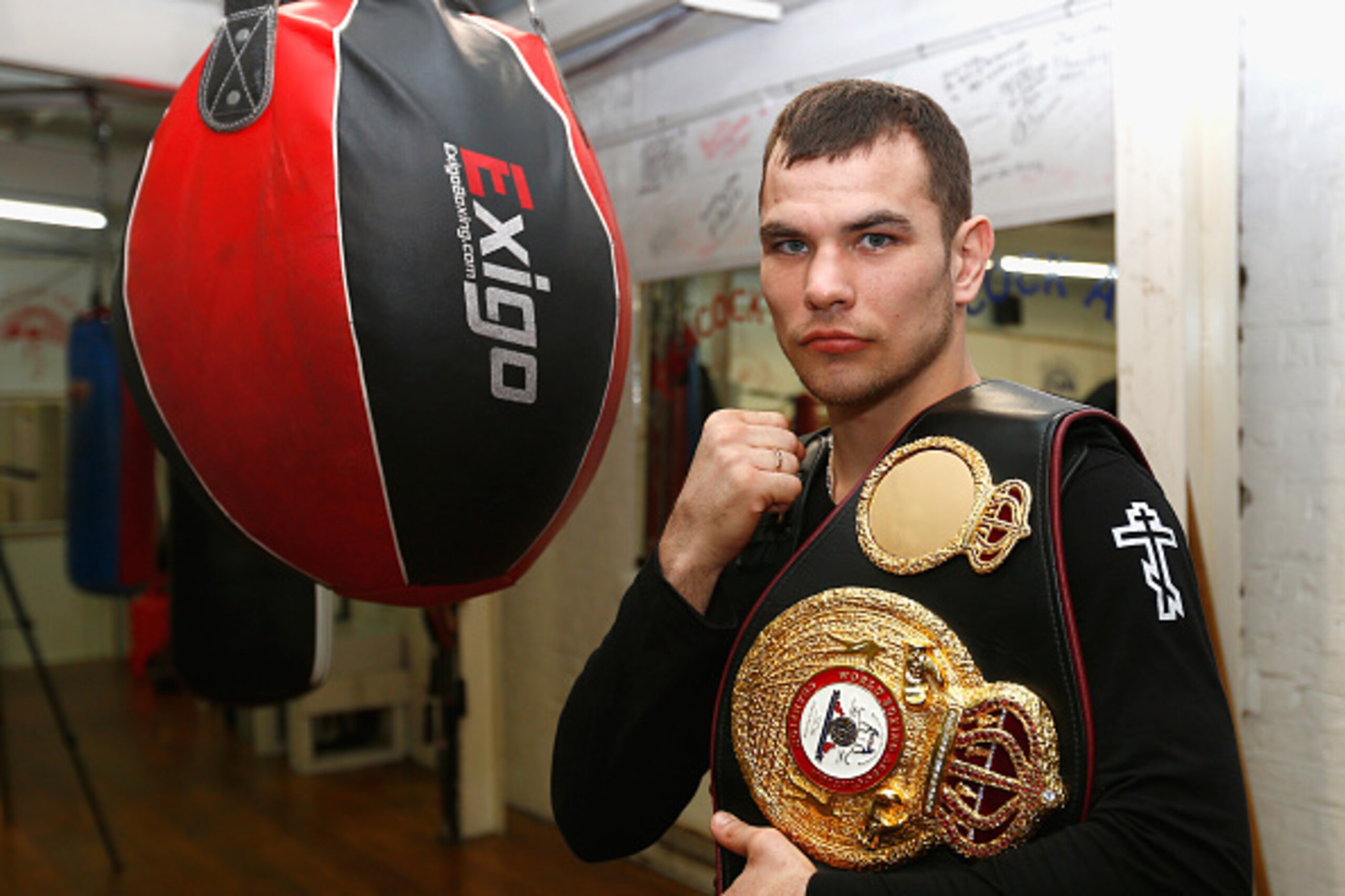 LONDON, ENGLAND - FEBRUARY 24:  Dmitry Chudinov of Russia poses for a photo during a media work out at the Peacock Gym on February 24, 2015 in London, England.  (Photo by Julian Finney/Getty Images)