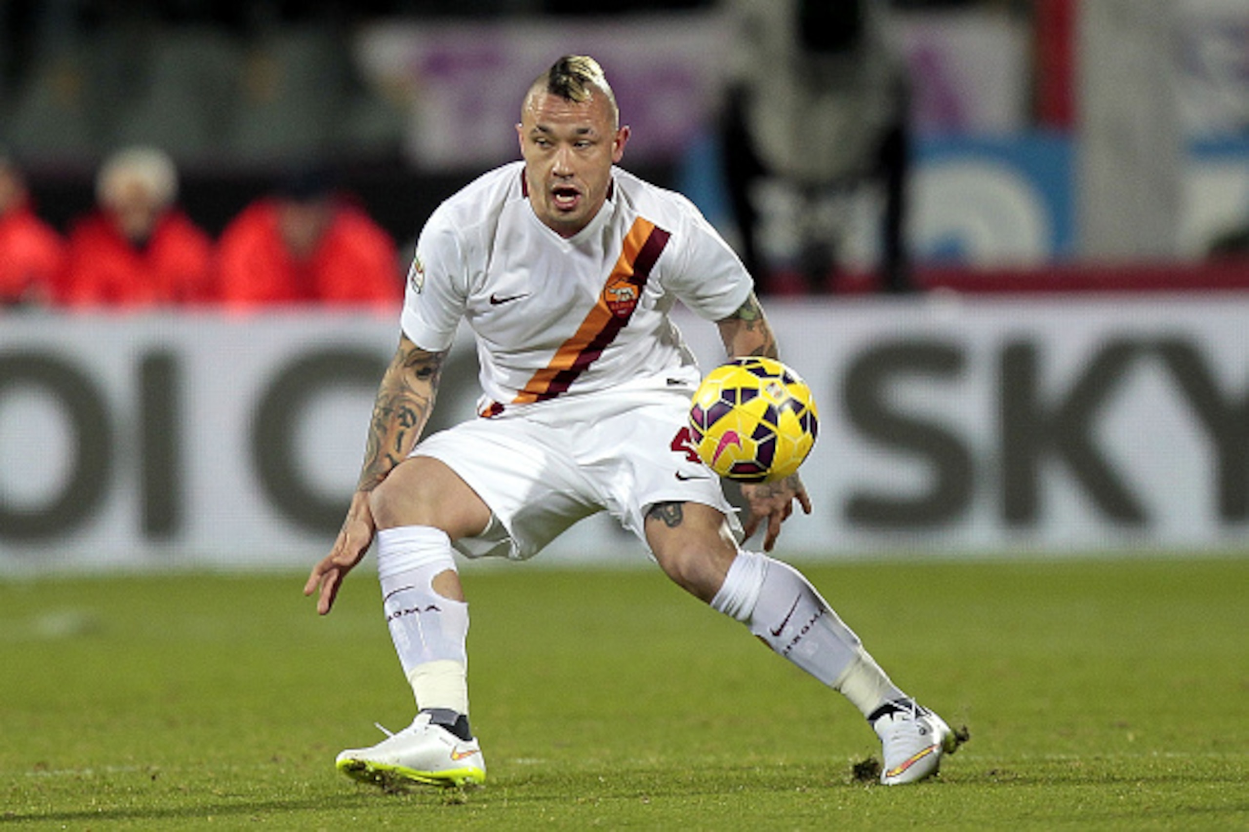 FLORENCE, ITALY - JANUARY 25: Radja Nainggolan of AS Roma in action during the Serie A match between ACF Fiorentina and AS Roma at Stadio Artemio Franchi on January 25, 2015 in Florence, Italy.  (Photo by Gabriele Maltinti/Getty Images)