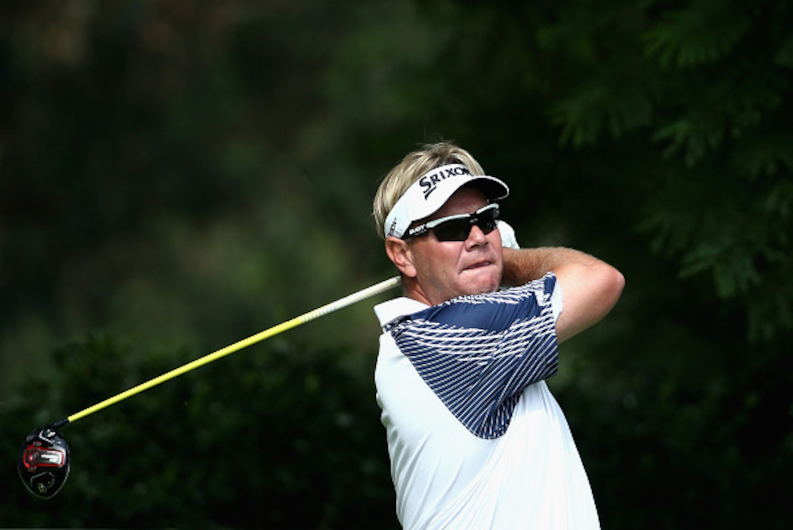 JOHANNESBURG, SOUTH AFRICA - FEBRUARY 26:  Titch Moore of South Africa tees off on the 10th hole during the first round of the Joburg Open at Royal Johannesburg and Kensington Golf Club on February 26, 2015 in Johannesburg, South Africa.  (Photo by Warren