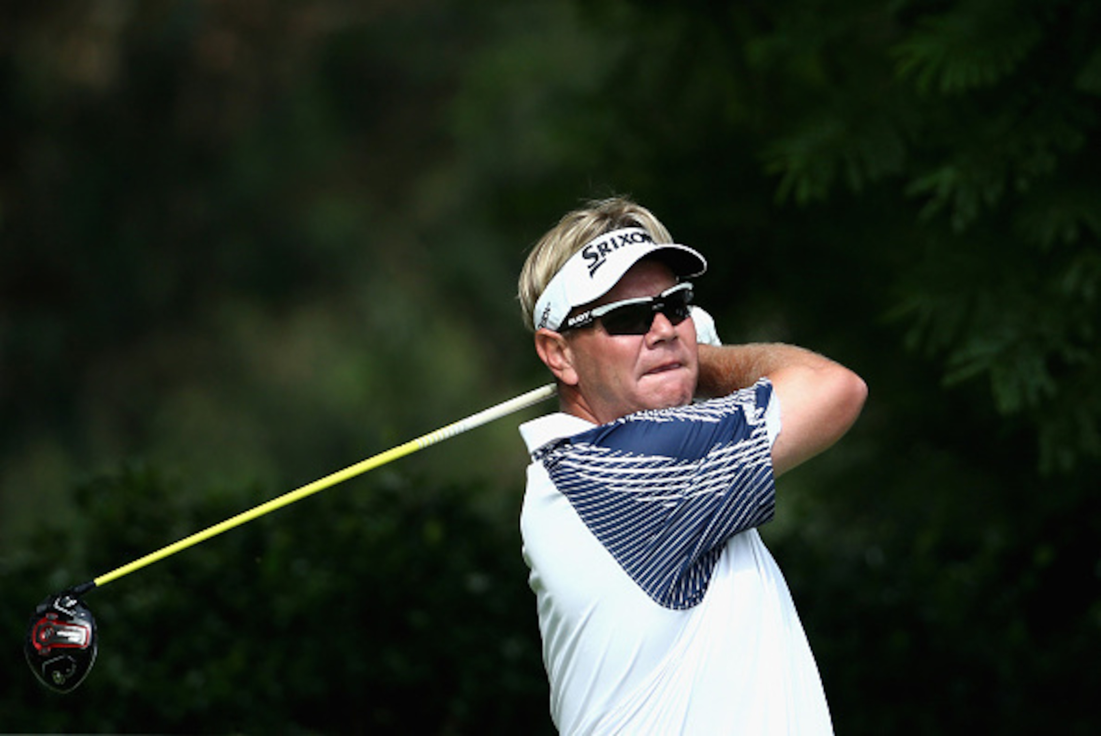 JOHANNESBURG, SOUTH AFRICA - FEBRUARY 26:  Titch Moore of South Africa tees off on the 10th hole during the first round of the Joburg Open at Royal Johannesburg and Kensington Golf Club on February 26, 2015 in Johannesburg, South Africa.  (Photo by Warren