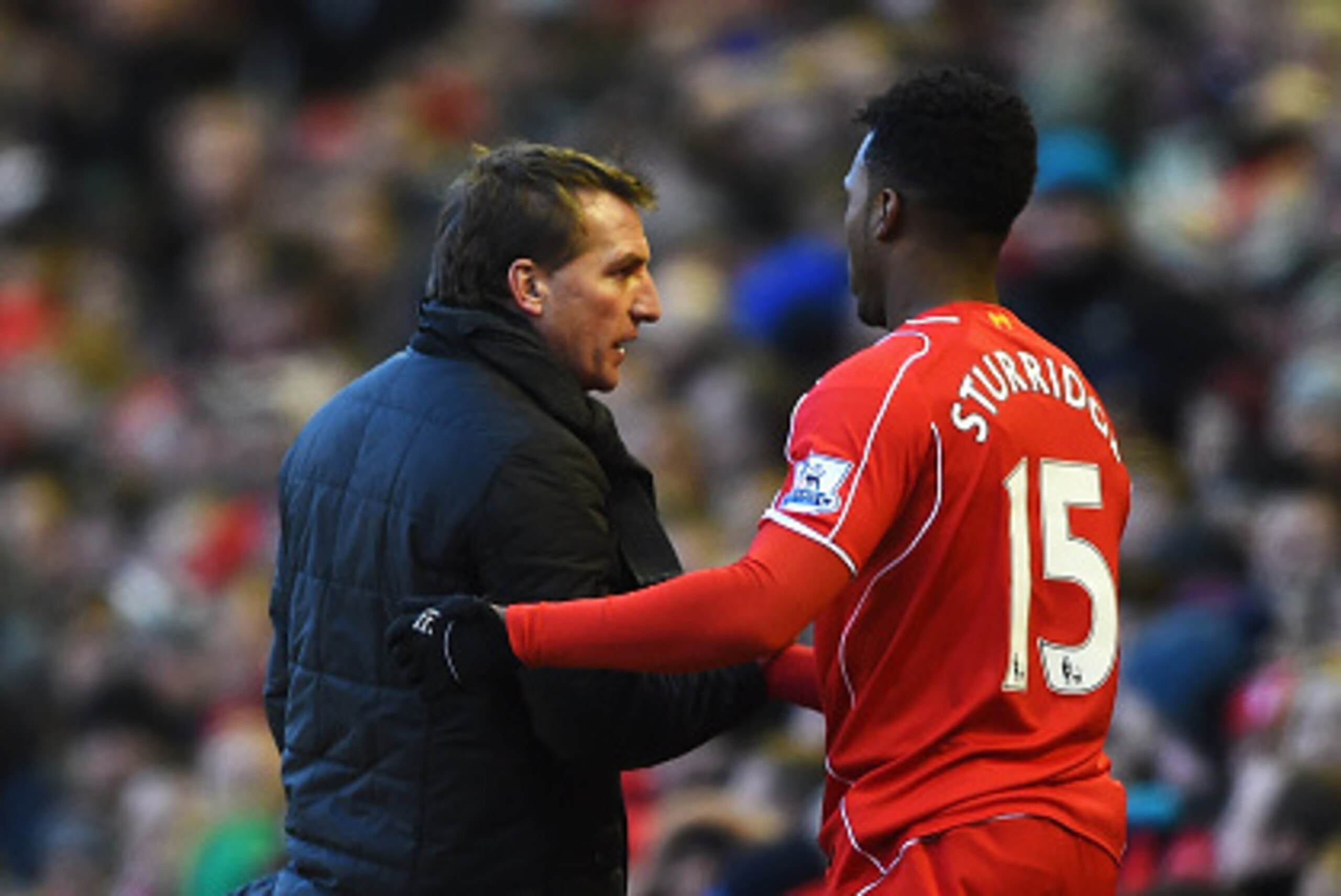 LIVERPOOL, ENGLAND - JANUARY 31: Brendan Rodgers, manager of Liverpool prepares to bring on Daniel Sturridge during the Barclays Premier League match between Liverpool and West Ham United at Anfield on January 31, 2015 in Liverpool, England. (Photo by S LIVERPOOL, ENGLAND - JANUARY 31: Brendan Rodgers, manager of Liverpool prepares to bring on Daniel Sturridge during the Barclays Premier League match between Liverpool and West Ham United at Anfield on January 31, 2015 in Liverpool, England. (Photo by S
