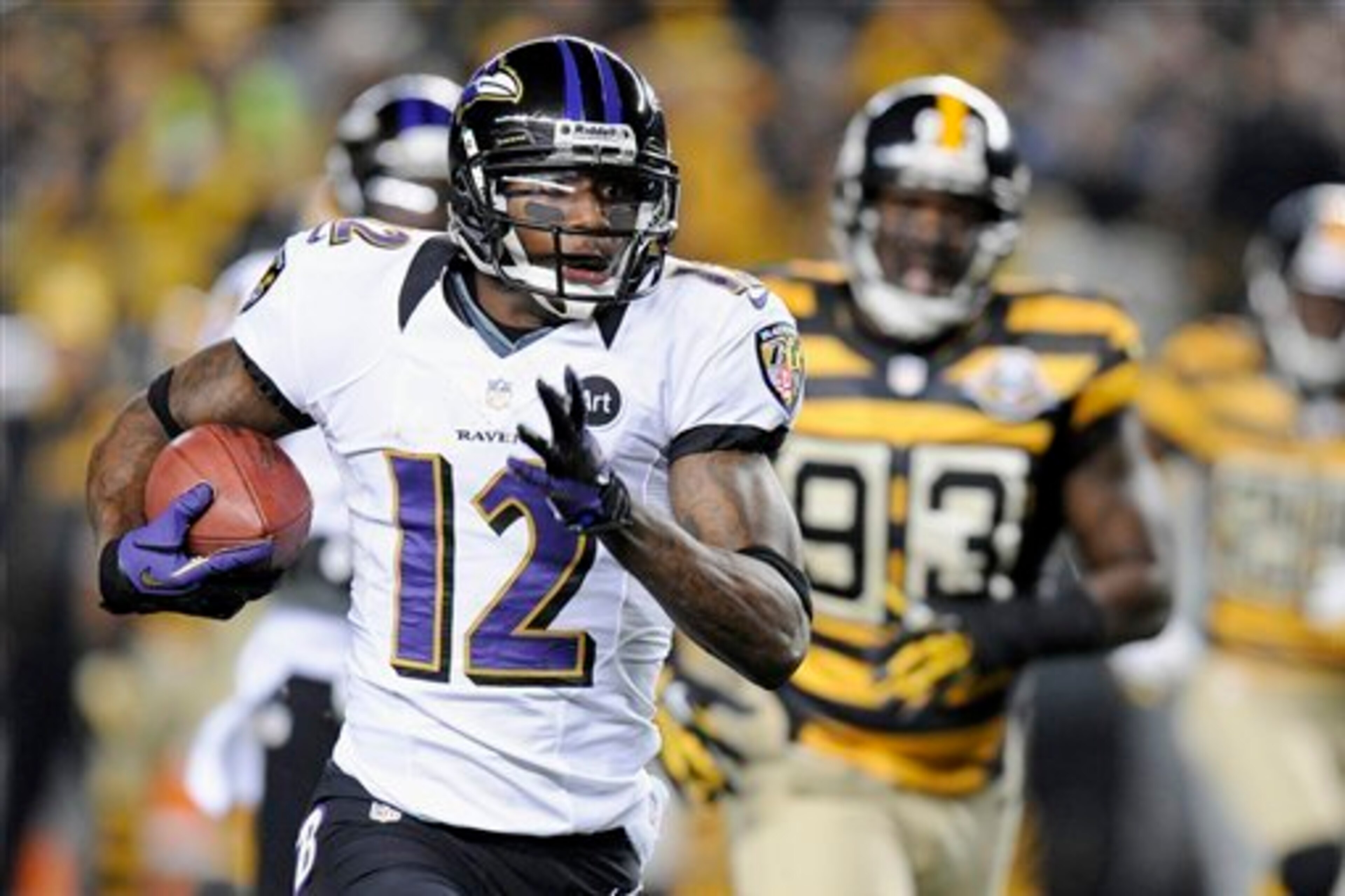 Jacoby Jones has two return touchdowns against the Steelers.