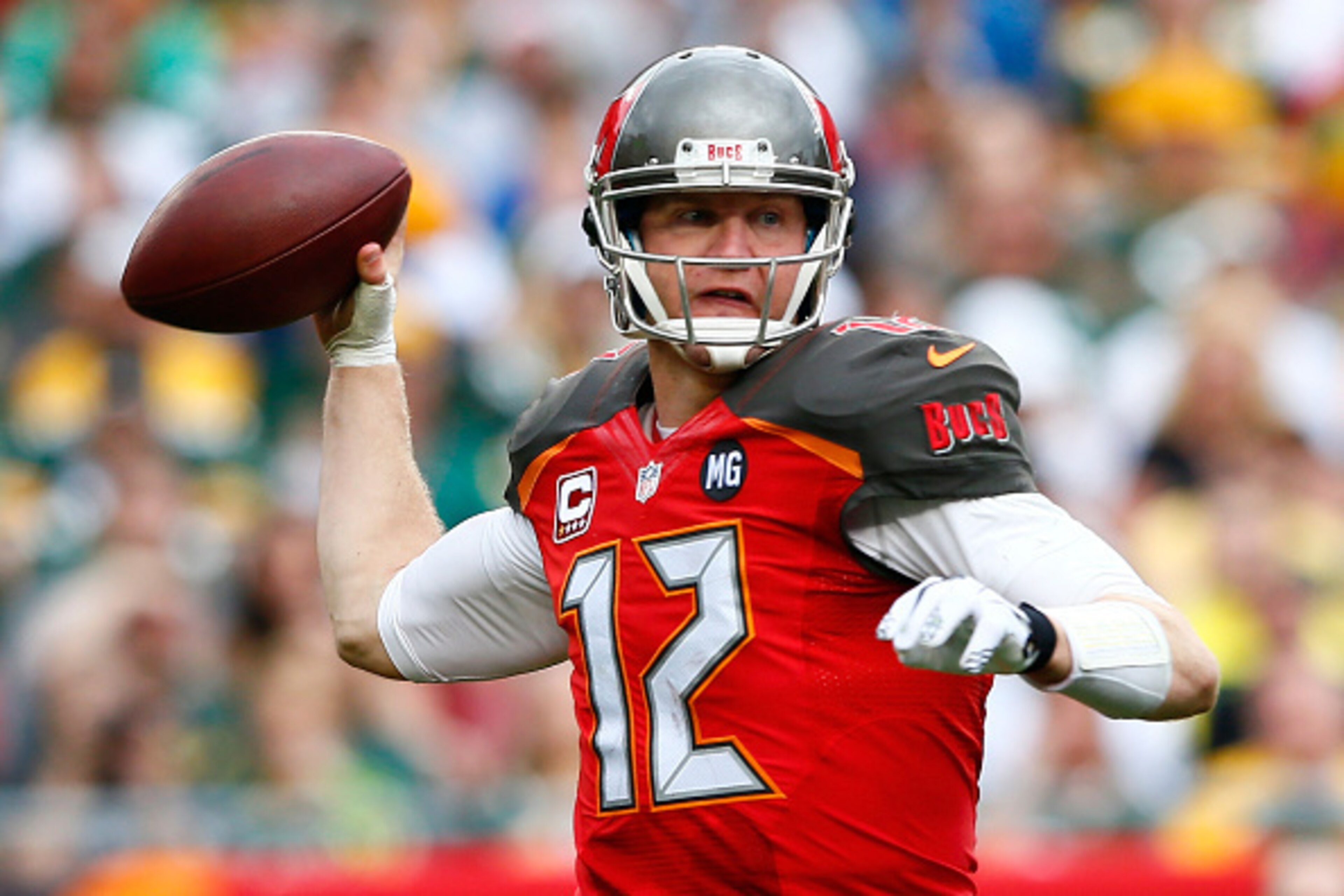 TAMPA, FL - DECEMBER 21:  Josh McCown #12 of the Tampa Bay Buccaneers looks to pass against the Green Bay Packers at Raymond James Stadium on December 21, 2014 in Tampa, Florida.  (Photo by Kevin C. Cox/Getty Images)