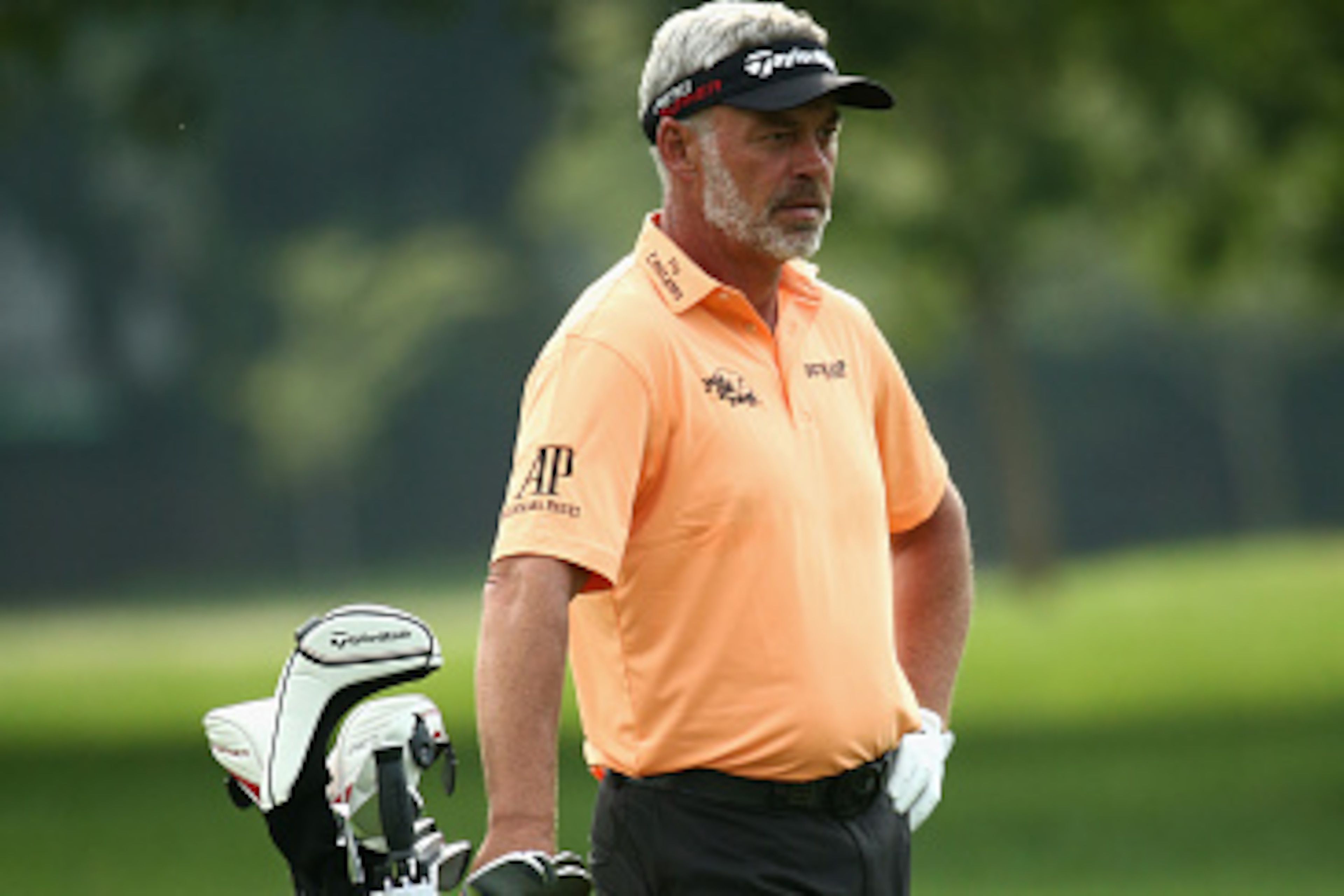JOHANNESBURG, SOUTH AFRICA - FEBRUARY 27:  Darren Clarke of Northern Ireland prepares to play his second shot into the second green during the second round of the Joburg Open at Royal Johannesburg and Kensington Golf Club on February 27, 2015 in Johannesb