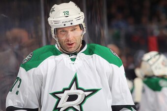 DENVER, CO - FEBRUARY 14:  Erik Cole #72 of the Dallas Stars skates during a break in the action against the Colorado Avalanche at the Pepsi Center on February 14, 2015 in Denver, Colorado.  (Photo by Michael Martin/NHLI via Getty Images)