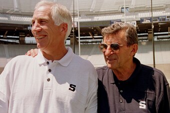 Jerry Sandusky and Joe Paterno in August 1999.
