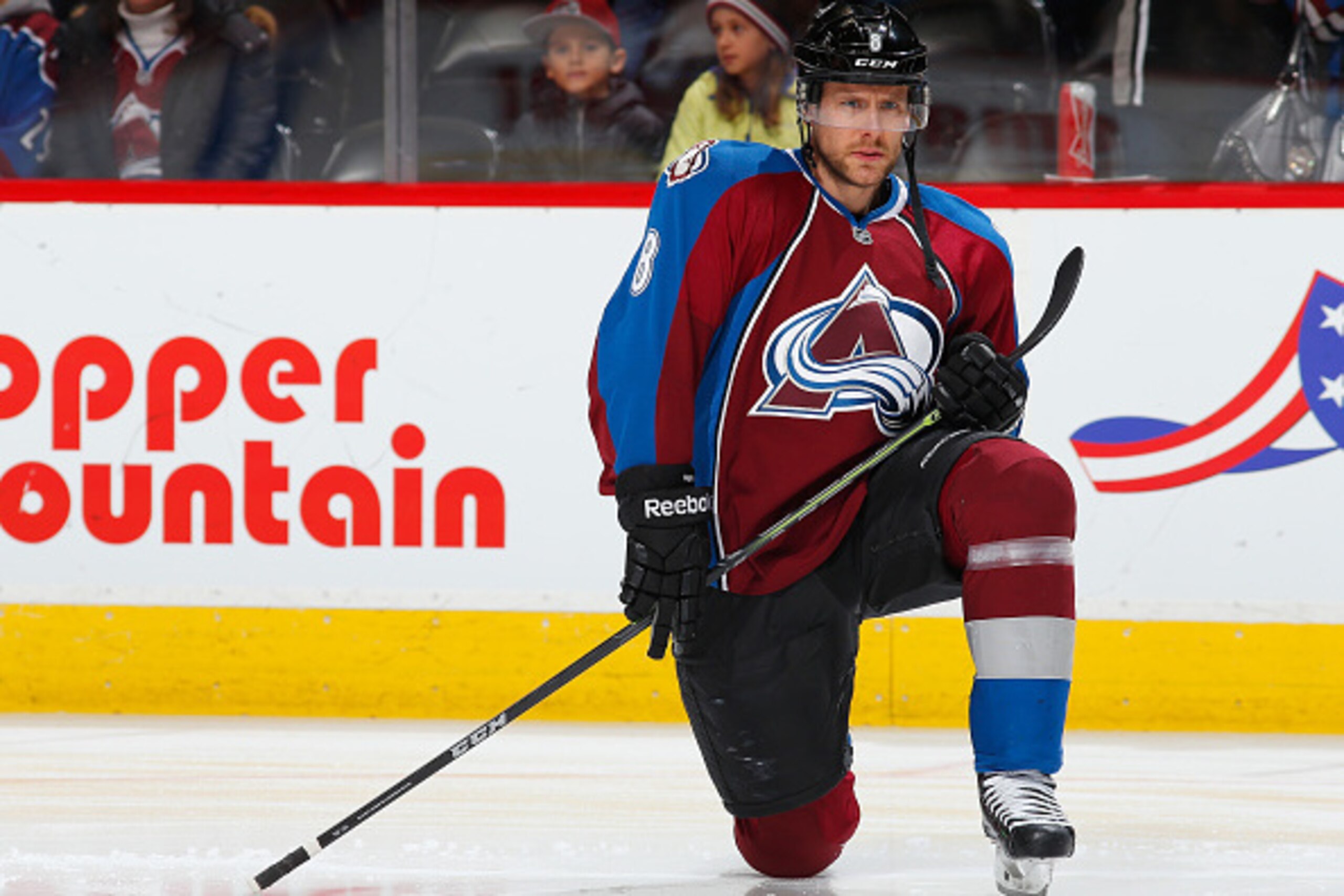 DENVER, CO - FEBRUARY 18:  Jan Hejda #8 of the Colorado Avalanche warms up prior to facing the Los Angeles Kings at Pepsi Center on February 18, 2015 in Denver, Colorado. The Kings defeated the Avlanche 4-1.  (Photo by Doug Pensinger/Getty Images)