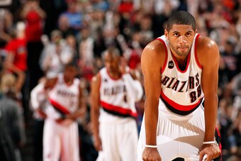 PORTLAND, OR -FEBRUARY 27: Nicolas Batum #88 of the Portland Trail Blazers during the game against the Oklahoma City Thunder on February 27, 2015 at the Moda Center Arena in Portland, Oregon. NOTE TO USER: User expressly acknowledges and agrees that, by d