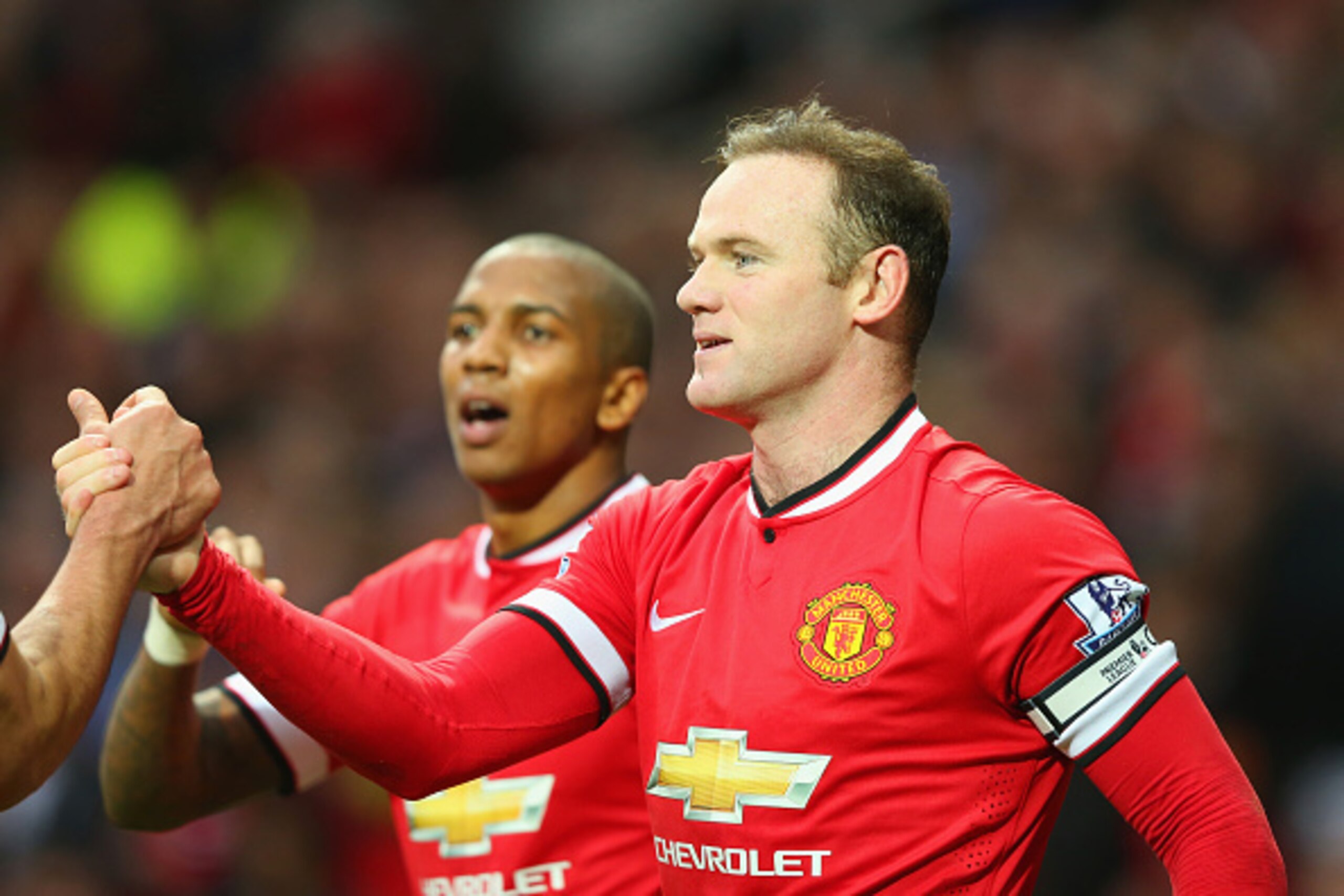 MANCHESTER, ENGLAND - FEBRUARY 28:  Wayne Rooney of Manchester United celebrates scoring the opening goal during the Barclays Premier League match between Manchester United and Sunderland at Old Trafford on February 28, 2015 in Manchester, England.  (Phot