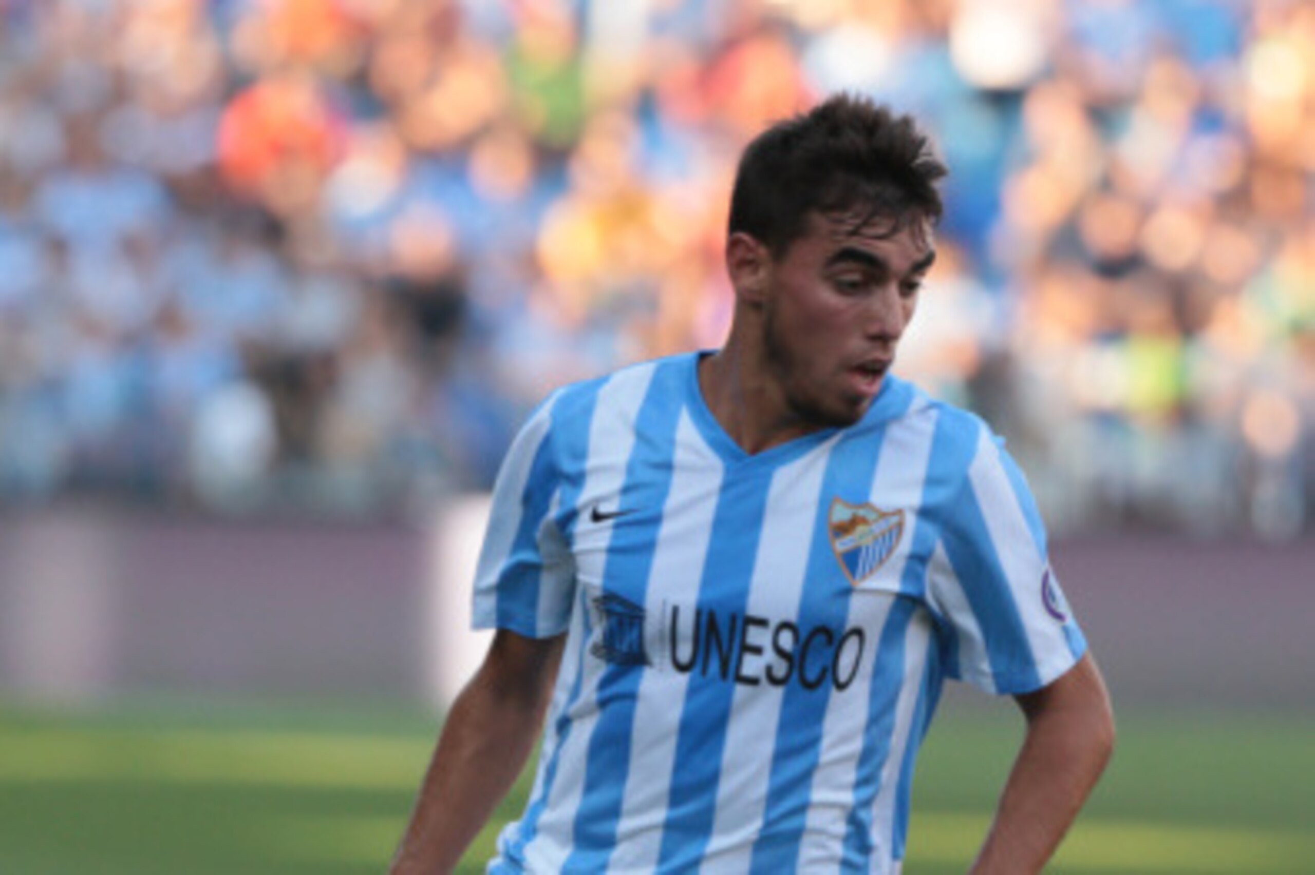 MALAGA, SPAIN - AUGUST 23:Ê Ricardo Horta of Malaga CF runs whit the ball during the La Liga match between Malaga CF and Athletic Club Bilbao at La Rosaleda Stadium on August 23, 2014 in Malaga, Spain.Ê (Photo by Sergio Camacho/Getty Images)