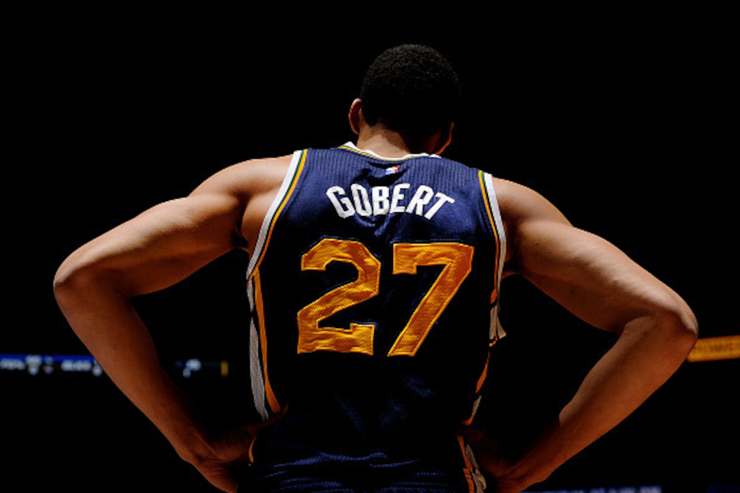 DENVER, CO - February 27: Rudy Gobert #27 of the Utah Jazz stands on the court during a game against the Denver Nuggets on February 27, 2015 at the Pepsi Center in Denver, Colorado. NOTE TO USER: User expressly acknowledges and agrees that, by downloading DENVER, CO - February 27: Rudy Gobert #27 of the Utah Jazz stands on the court during a game against the Denver Nuggets on February 27, 2015 at the Pepsi Center in Denver, Colorado. NOTE TO USER: User expressly acknowledges and agrees that, by downloading