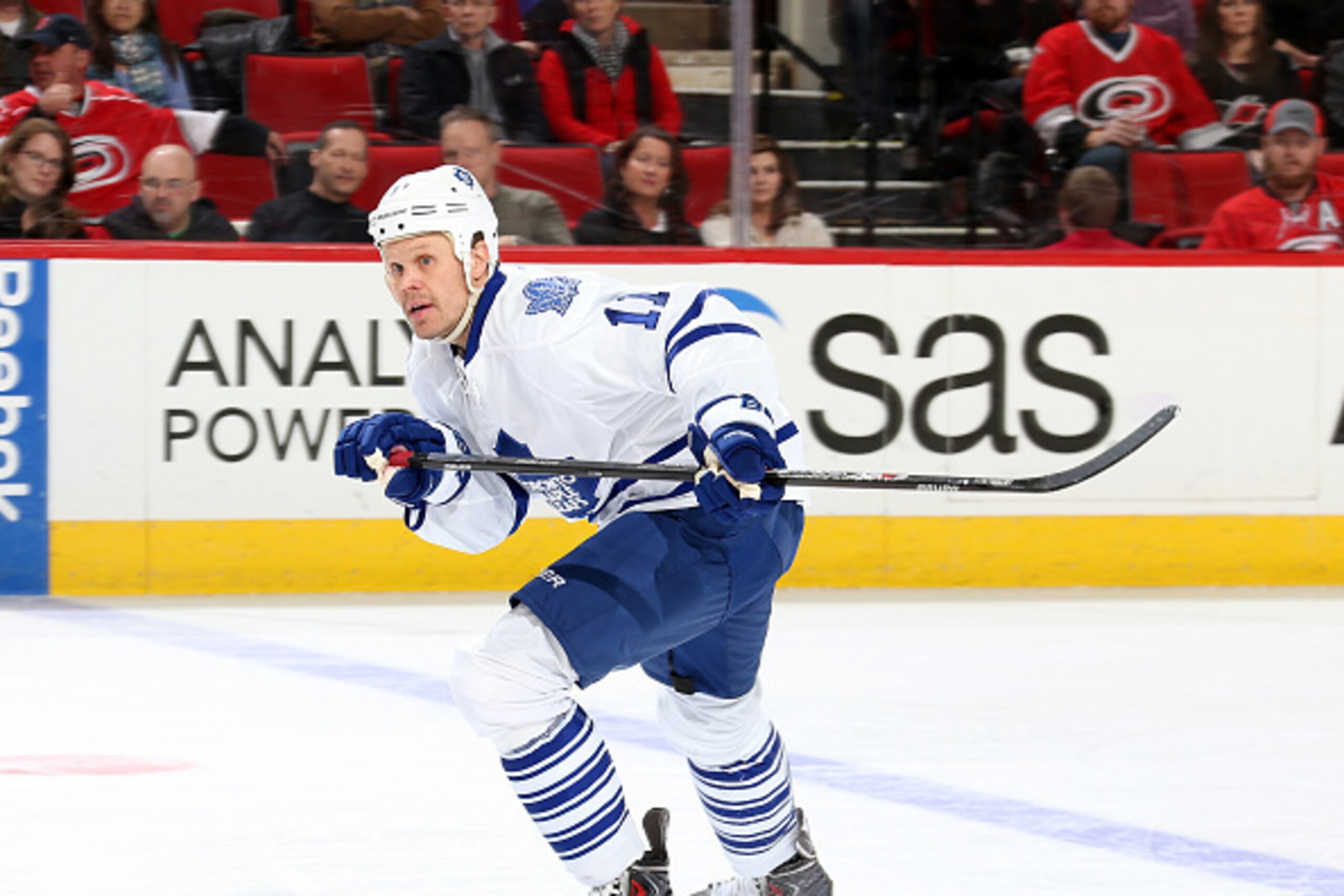 RALEIGH, NC - FEBRUARY 20: Olli Jokinen #11 of the Toronto Maple Leafs skates for position during an NHL game against the Carolina Hurricanes at PNC Arena on Febuary 20, 2015 in Raleigh, North Carolina. (Photo by Gregg Forwerck/NHLI via Getty Images) RALEIGH, NC - FEBRUARY 20: Olli Jokinen #11 of the Toronto Maple Leafs skates for position during an NHL game against the Carolina Hurricanes at PNC Arena on Febuary 20, 2015 in Raleigh, North Carolina. (Photo by Gregg Forwerck/NHLI via Getty Images)