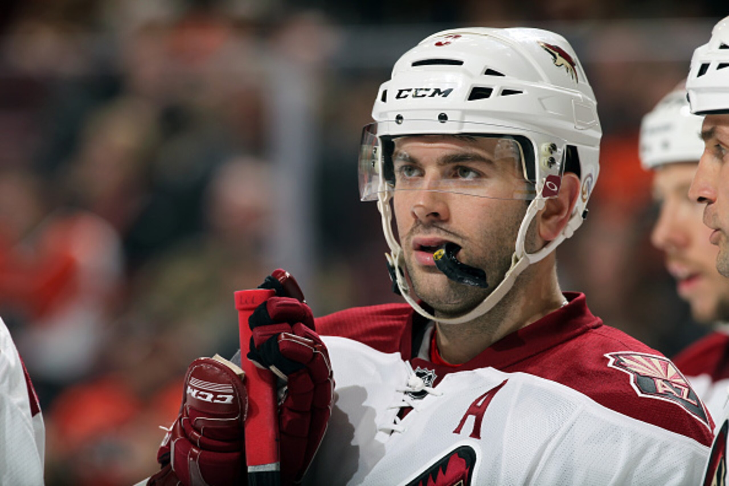 PHILADELPHIA, PA - JANUARY 27:  Keith Yandle #3 of the Arizona Coyotes looks on against Philadelphia Flyers on January 27, 2015 at the Wells Fargo Center in Philadelphia, Pennsylvania.  (Photo by Len Redkoles/NHLI via Getty Images)