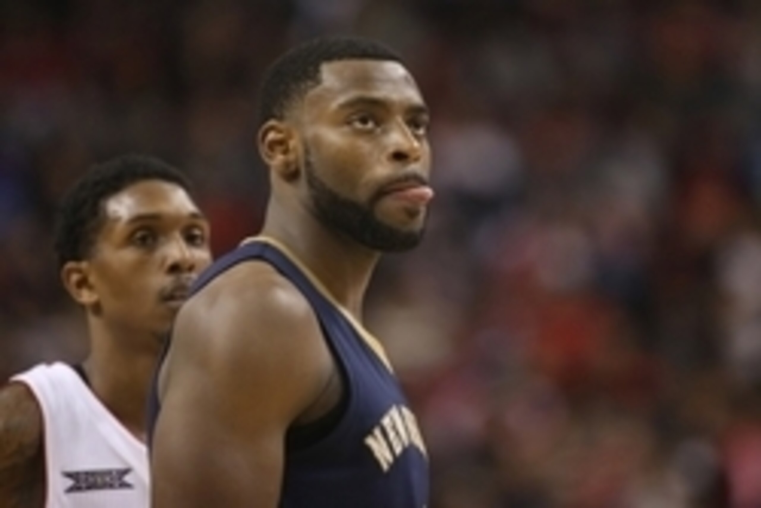 Jan 18, 2015; Toronto, Ontario, CAN; New Orleans Pelicans forward Tyreke Evans (1) looks on against the Toronto Raptors at Air Canada Centre. The Pelicans beat the Raptors 95-93. Mandatory Credit: Tom Szczerbowski-USA TODAY Sports