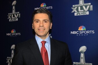 INDIANAPOLIS, IN - JANUARY 31:  NBC studio analyst and Profootball.com write Mike Florio looks on during the Super Bowl XLVI Broadcasters Press Conference at the Super Bowl XLVI Media Canter in the J.W. Marriott Indianapolis on January 31, 2012 in Indiana