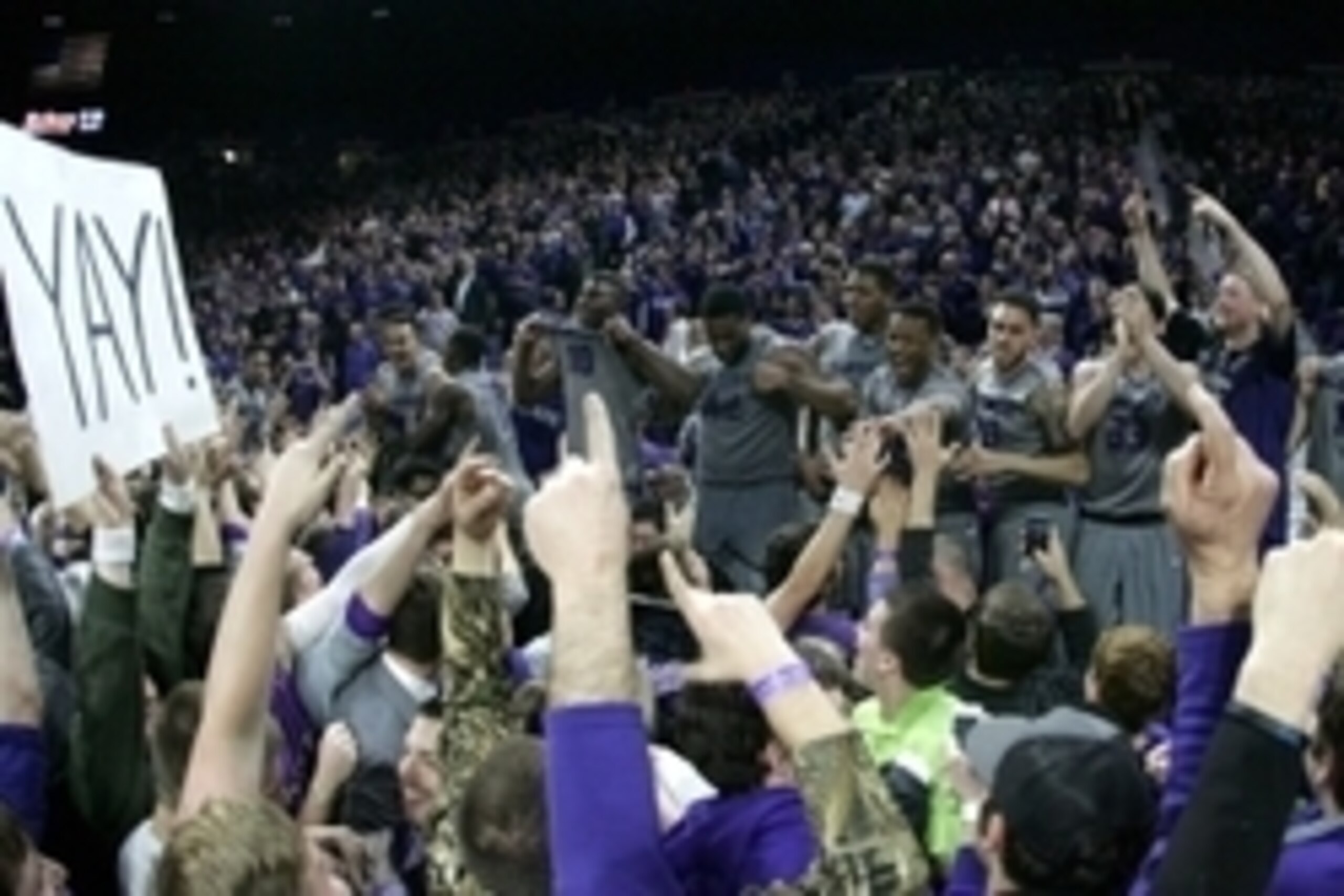 Feb 23, 2015; Manhattan, KS, USA; Kansas State Wildcats players celebrate on the scorers table following a 70-63 win against the Kansas Jayhawks at Fred Bramlage Coliseum. Mandatory Credit: Scott Sewell-USA TODAY Sports Feb 23, 2015; Manhattan, KS, USA; Kansas State Wildcats players celebrate on the scorers table following a 70-63 win against the Kansas Jayhawks at Fred Bramlage Coliseum. Mandatory Credit: Scott Sewell-USA TODAY Sports