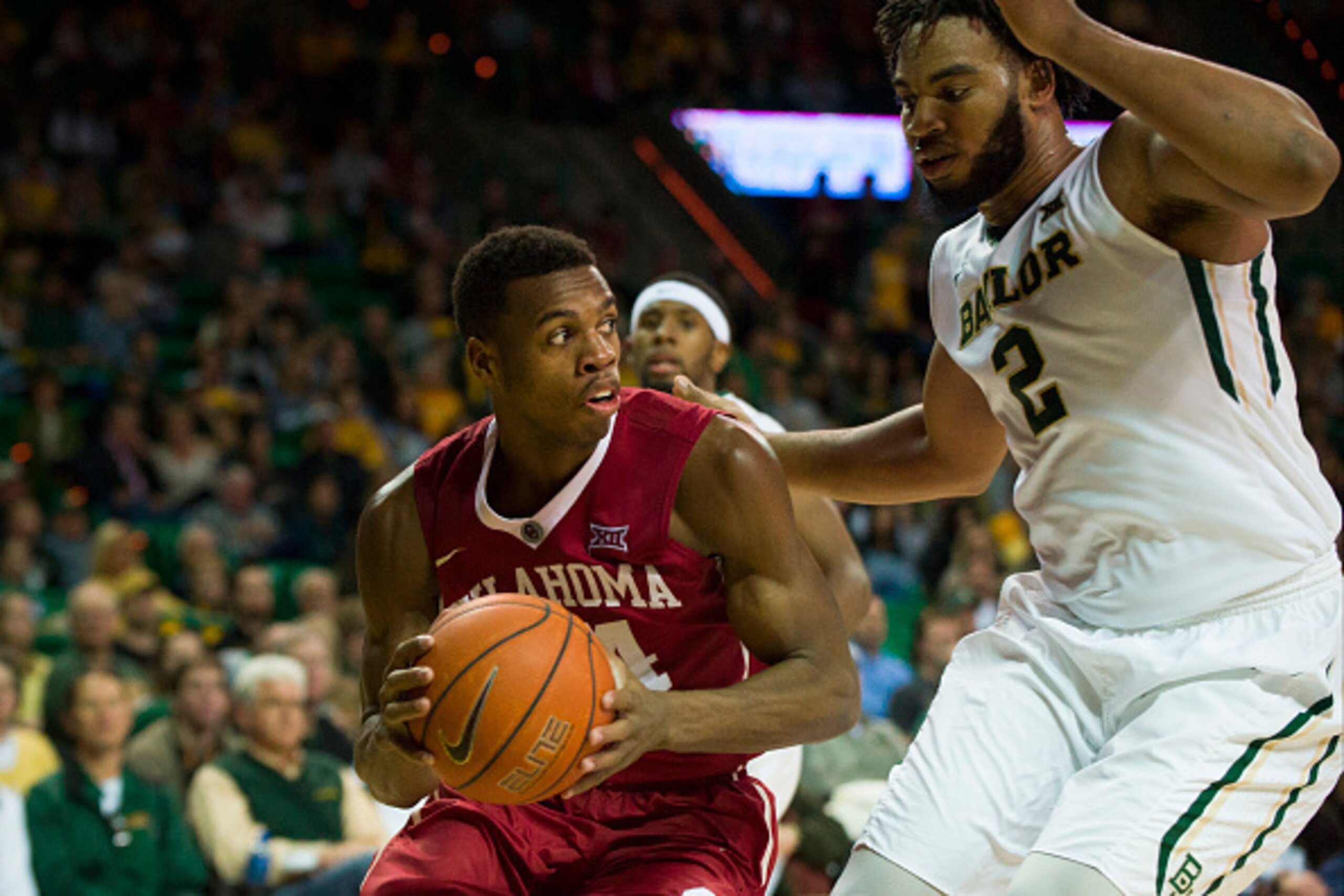 WACO, TX - JANUARY 24: Buddy Hield #24 of the Oklahoma Sooners drives to the basket against the Baylor Bears on January 24, 2015 at the Ferrell Center in Waco, Texas.  (Photo by Cooper Neill/Getty Images)