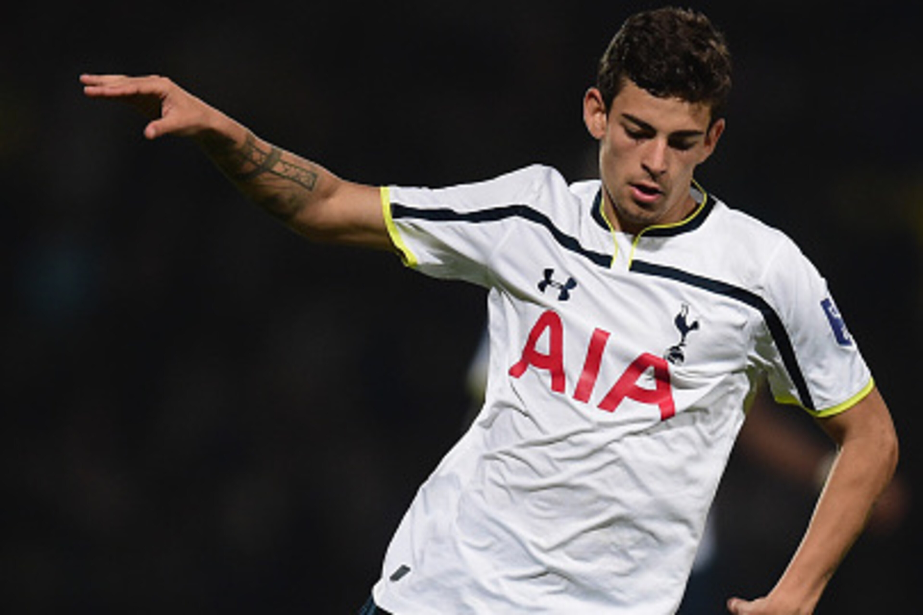 NORWICH, ENGLAND - OCTOBER 14:  Ruben Lameiras of Spurs in action during the Barclays U21 Premier League match between Norwich City U21 and Tottenham Hotspur U21 at Carrow Road on October 14, 2014 in Norwich, England.  (Photo by Jamie McDonald/Getty Image