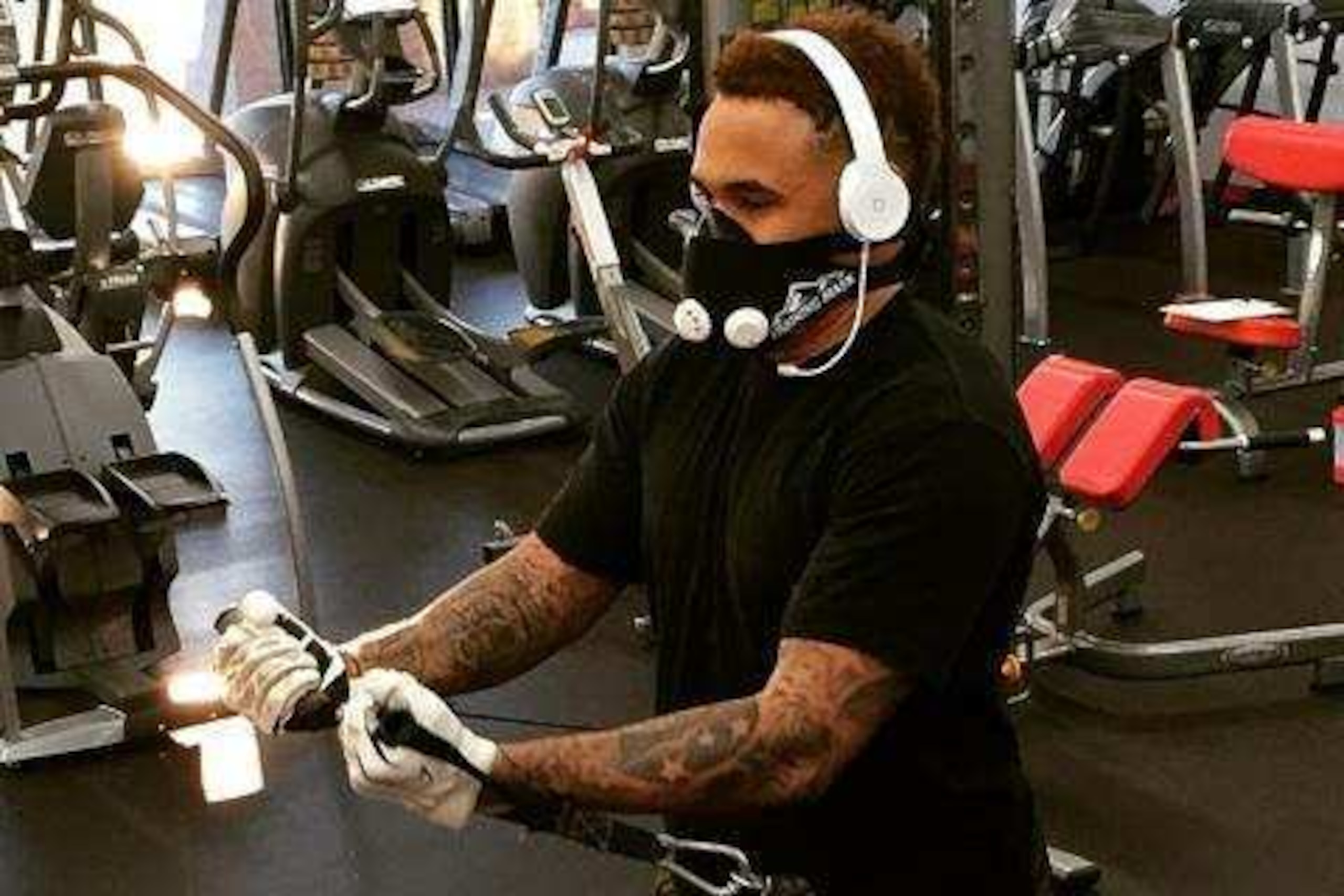 Adams working out at a nearby gym. Adams working out at a nearby gym.