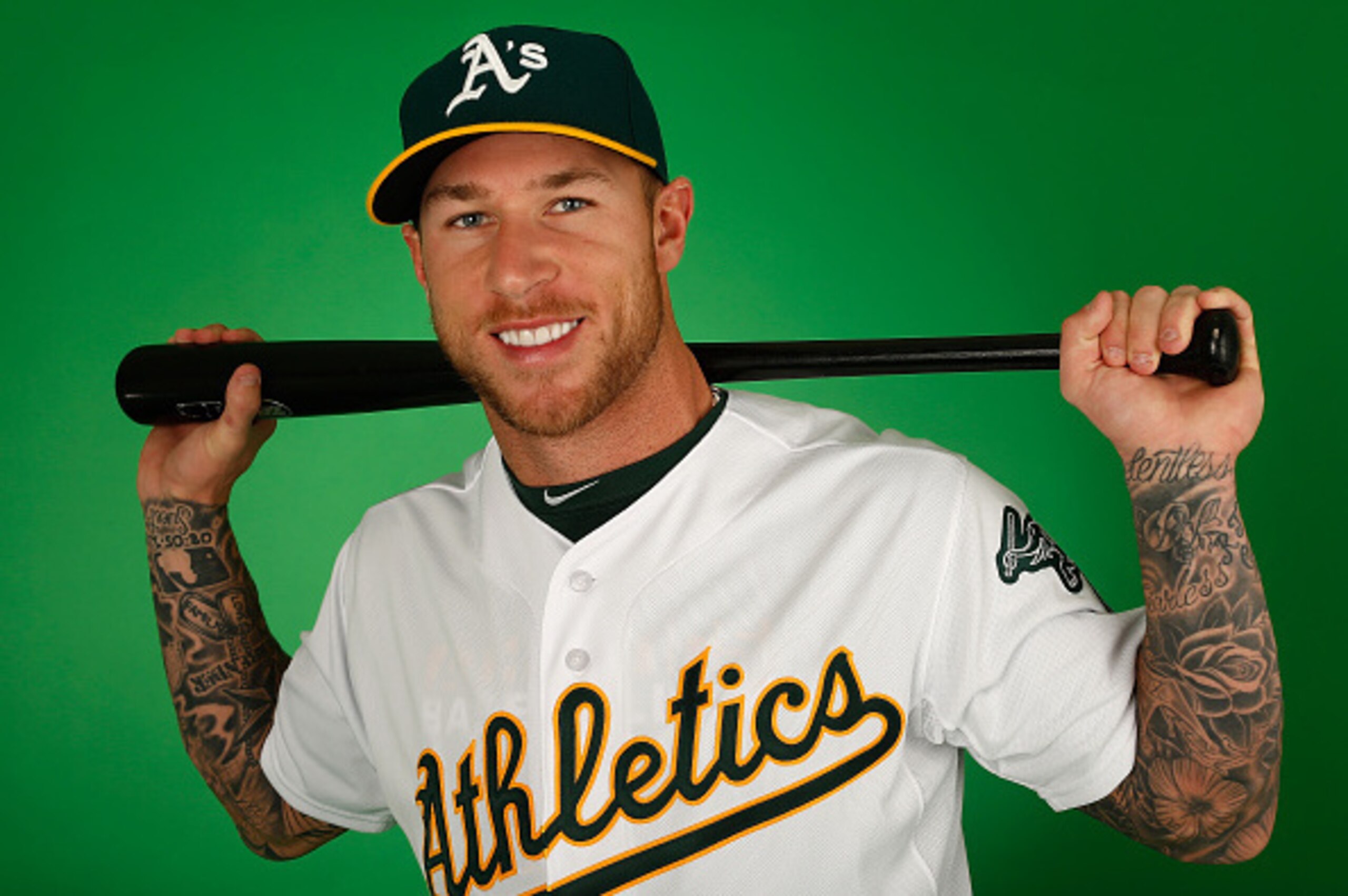 MESA, AZ - FEBRUARY 28:  Brett Lawrie #15 of the Oakland Athletics poses for a portrait during the spring training photo day at HoHoKam Stadium on February 28, 2015 in Mesa, Arizona.  (Photo by Christian Petersen/Getty Images)