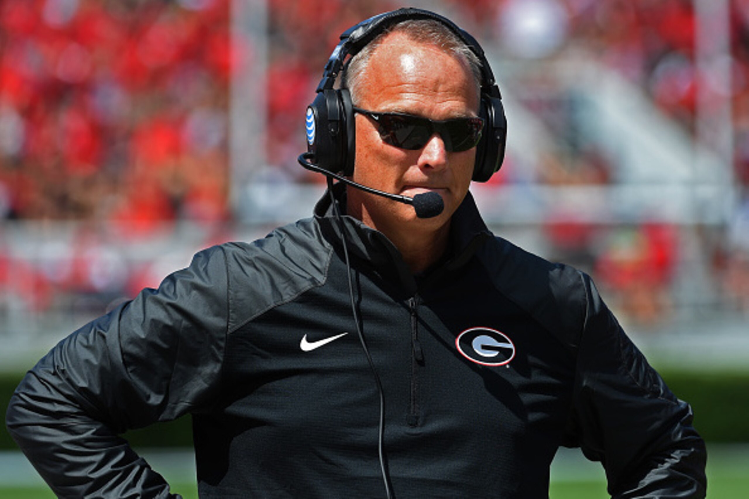 ATHENS, GA - SEPTEMBER 20: Head Coach Mark Richt of the Georgia Bulldogs watches the action against the Troy Trojans at Sanford Stadium on September 20, 2014 in Athens, Georgia. (Photo by Scott Cunningham/Getty Images)